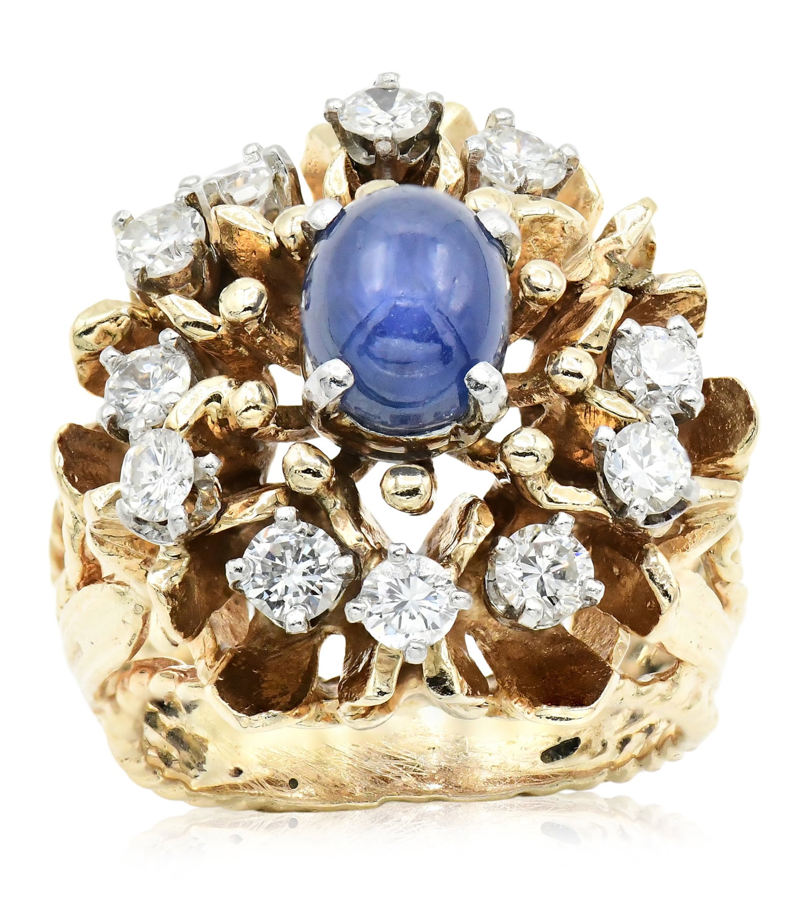14K Yellow Gold, Star Sapphire & Diamond Ring (1 of 5)