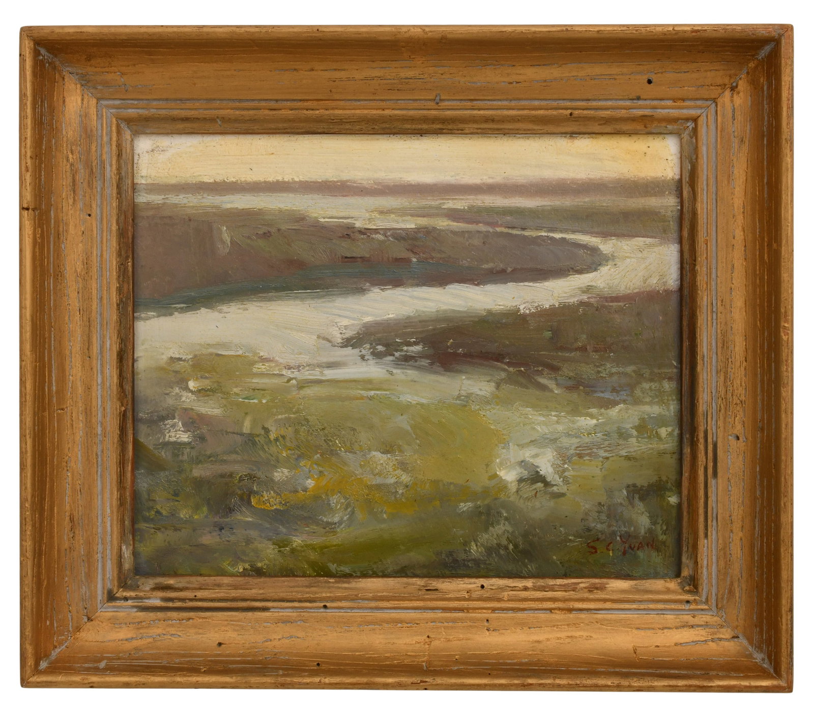 Si Chen Yuan (American, 1911-1974), Landscape: Si Chen Yuan (American, 1911-1974) Landscape oil on board signed "S.C. Yuan" (lower right) 9 x 11 1/4 inches (board) 12 1/2 x 14 1/2 inches (frame) Provenance: Private Collection, Massachusetts