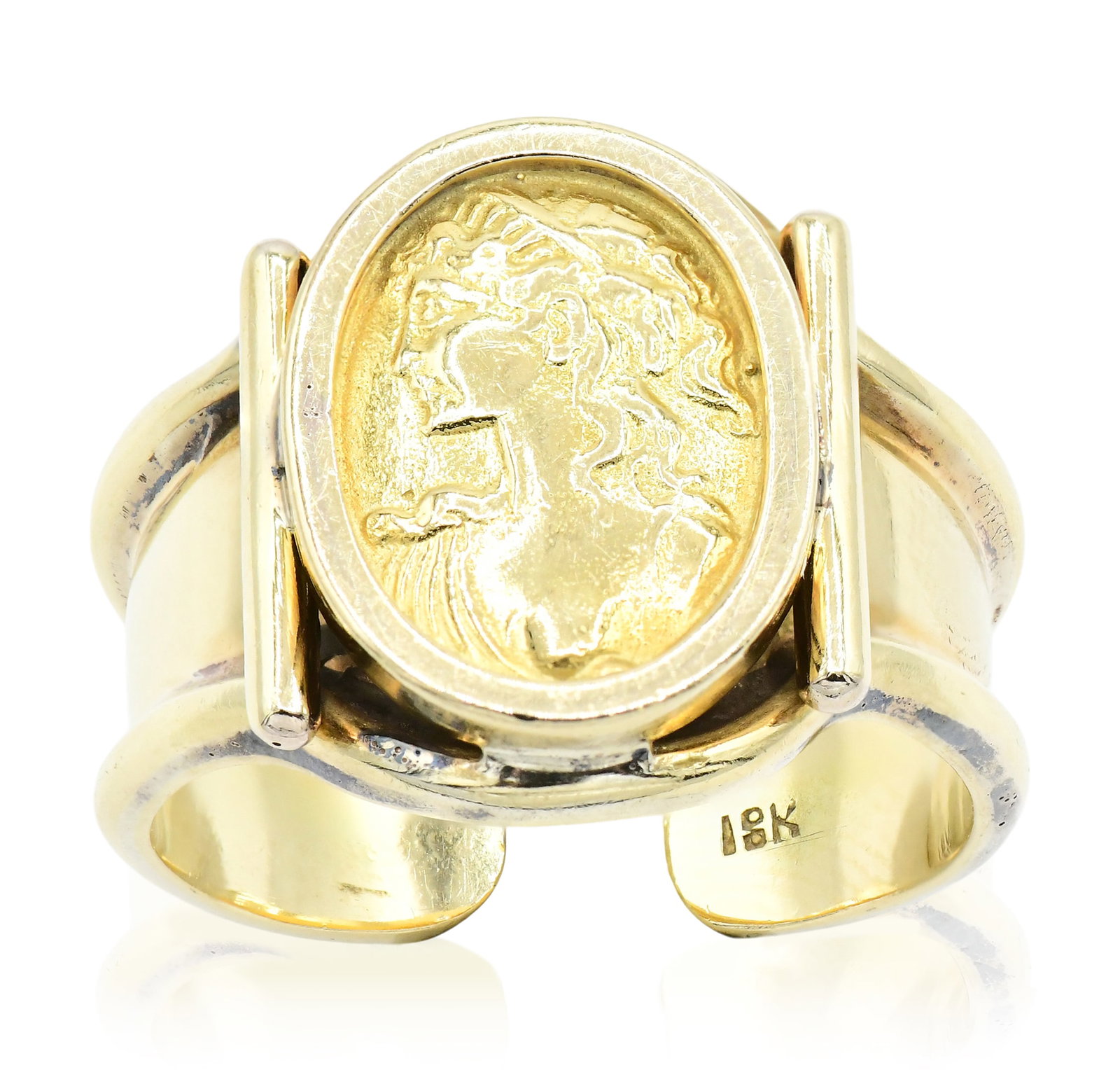 18K Yellow Gold Cameo Cigar Band Ring