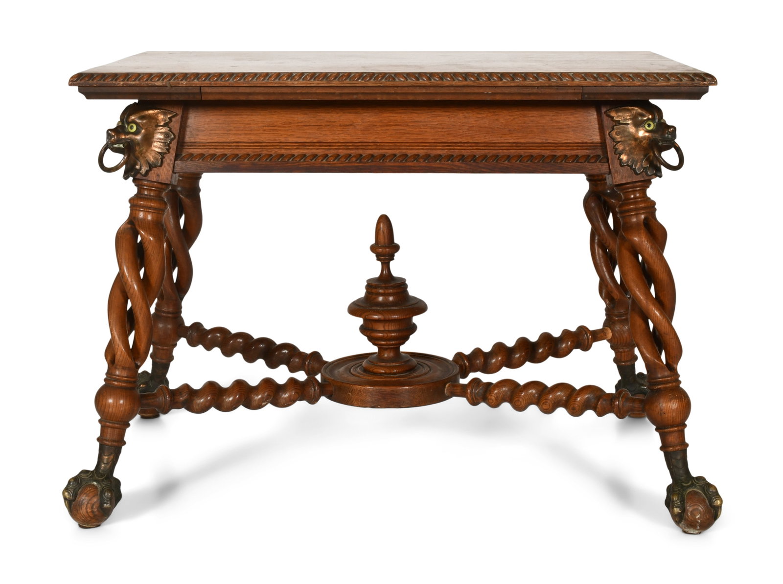 Merklen Brothers Bronze-Mounted Oak Library Table (1 of 6)