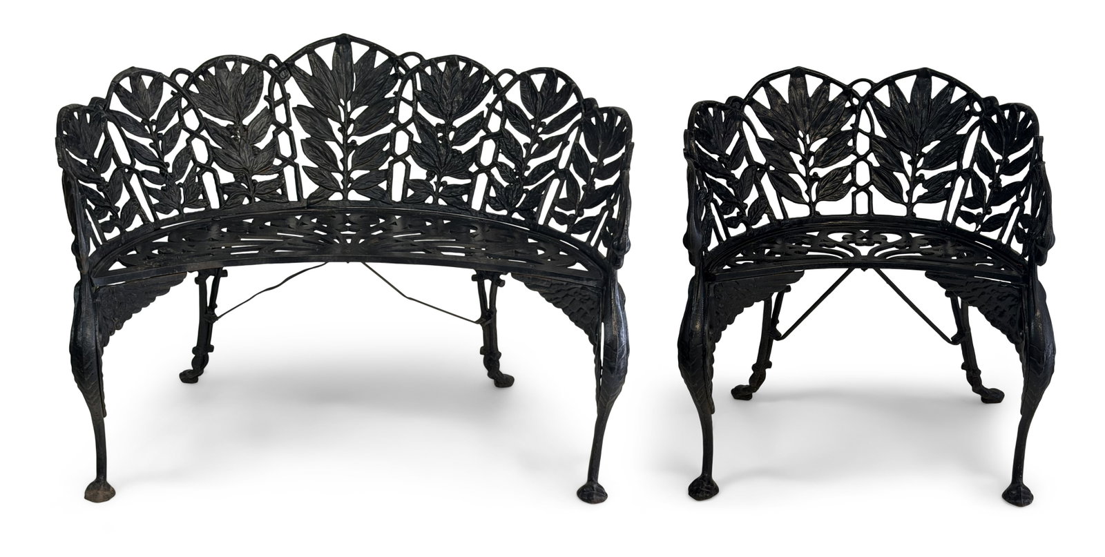 American Cast Iron Settee & Chair with Laurel Decoration (1 of 1)