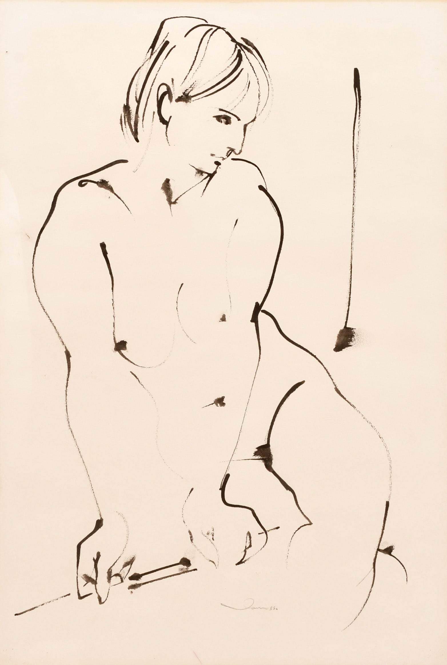 Jack Levine (American, 1915-2010), Female Nude: Jack Levine (American, 1915-2010) Female Nude pen and ink drawing on paper signed lower middle 25 x 17 inches Provenance: Private Collection, Massachusetts