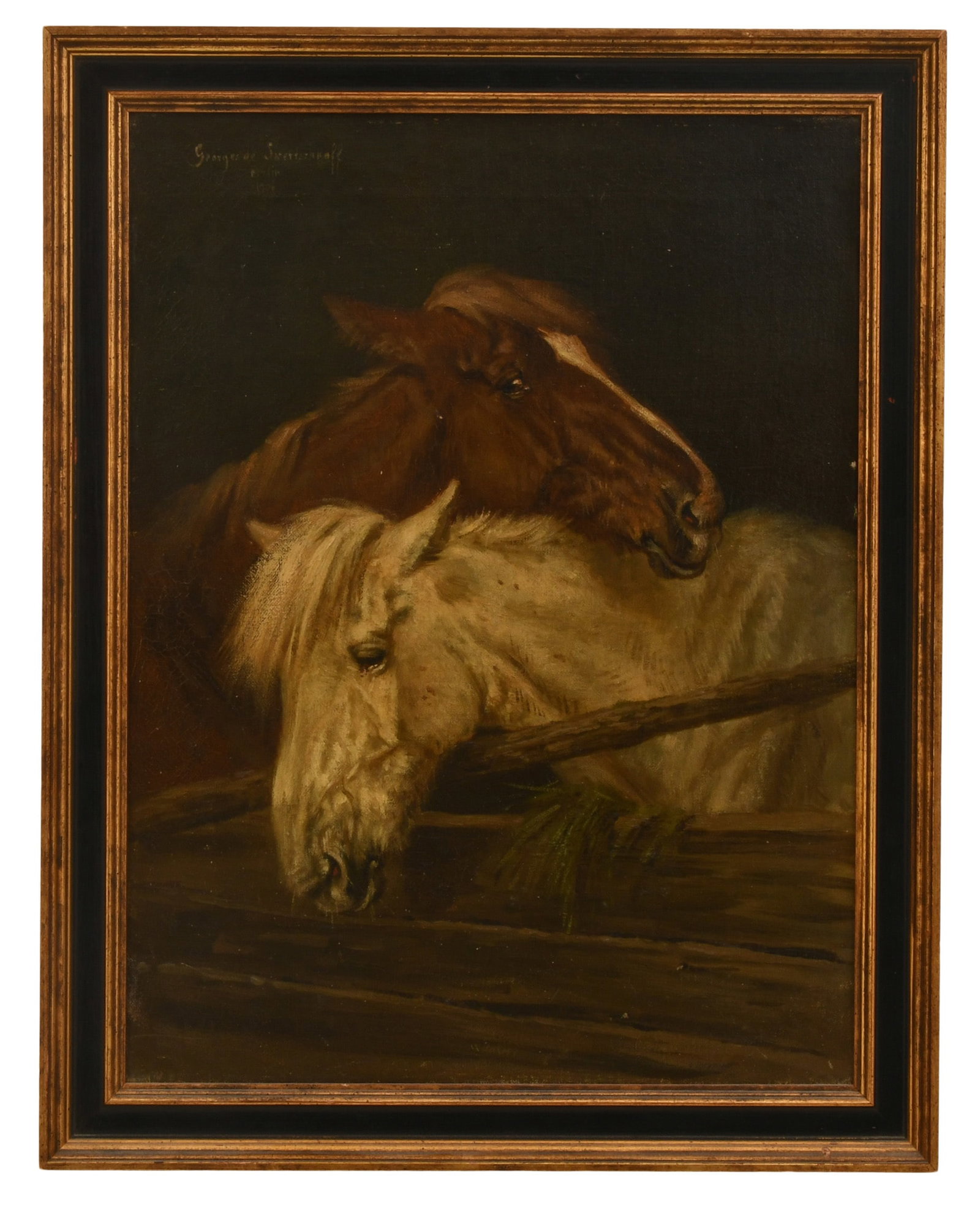 Georges de Swertschkoff (Russian, 1872-1957), "Horse Companions" (1 of 3)