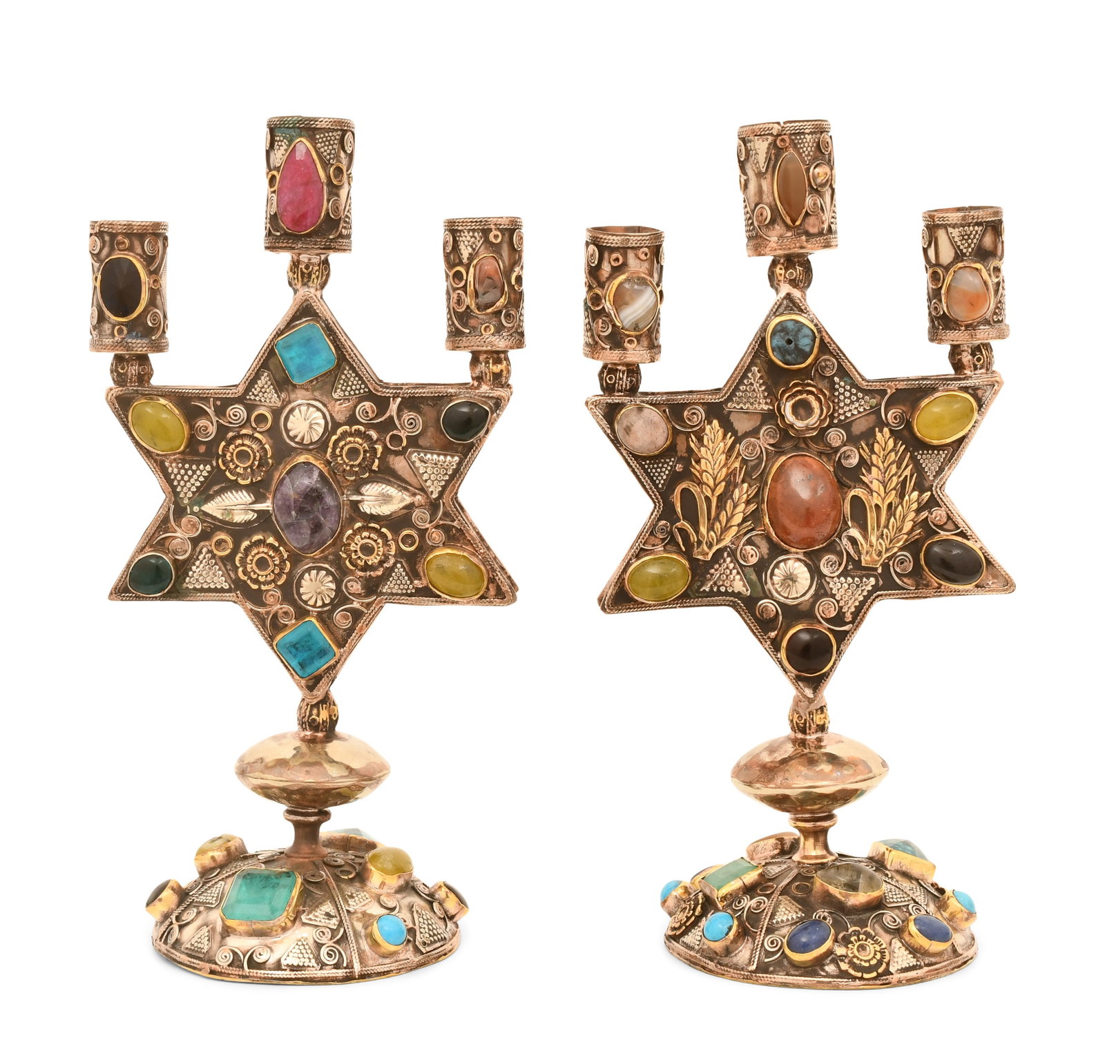 A Pair of Silver & Jeweled Candlesticks (1 of 5)