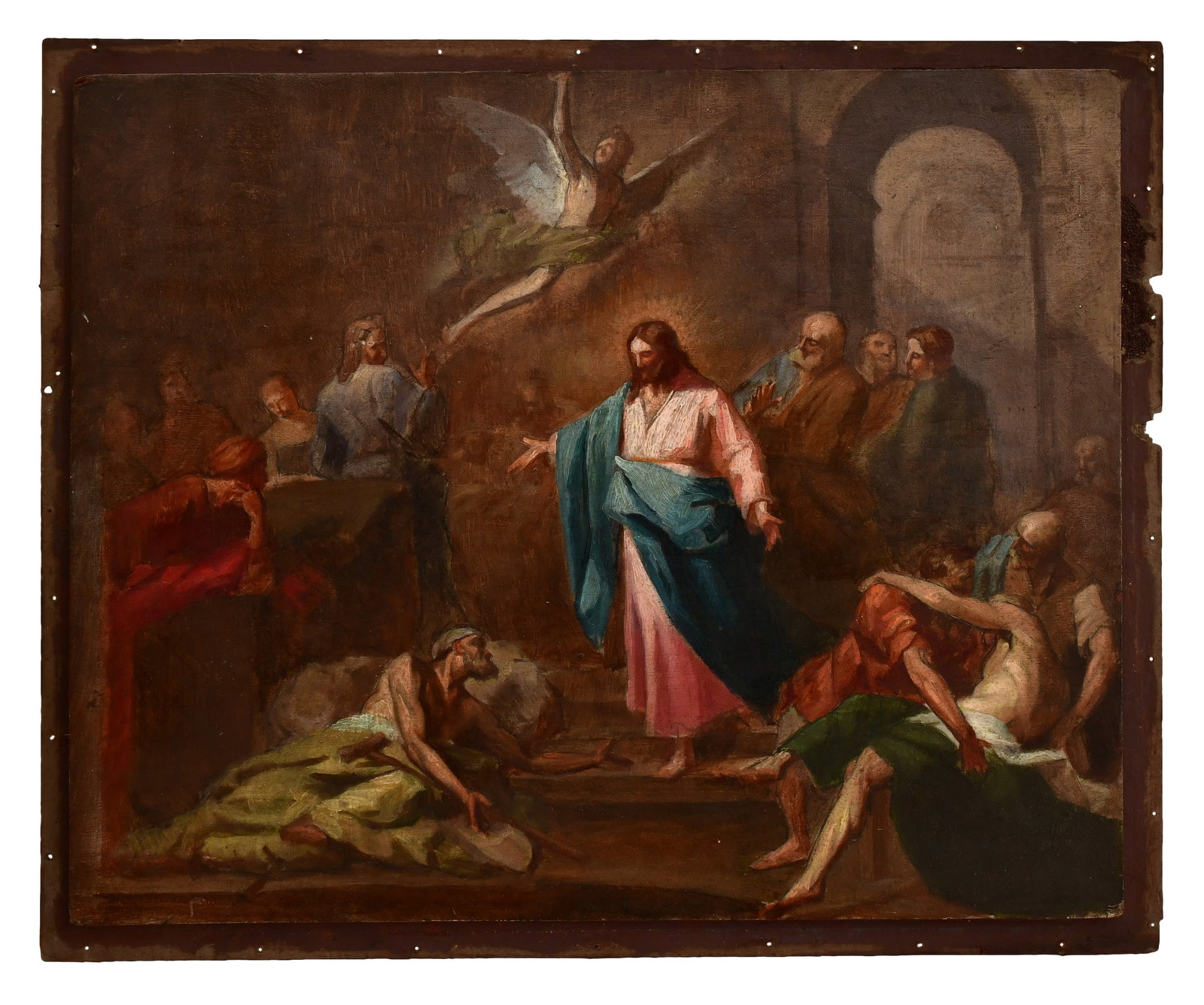 Old Master Painting of Christ Healing the Paralytic at the Pool of Bethesda, 18th Century, Oil on (1 of 2)