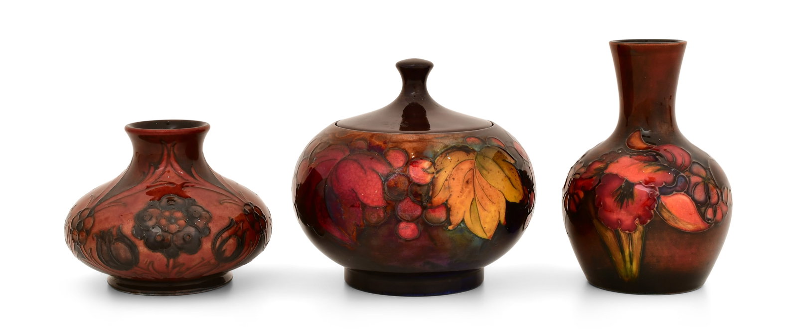 Three Moorcroft Pottery Flambe Floral Vases (1 of 6)