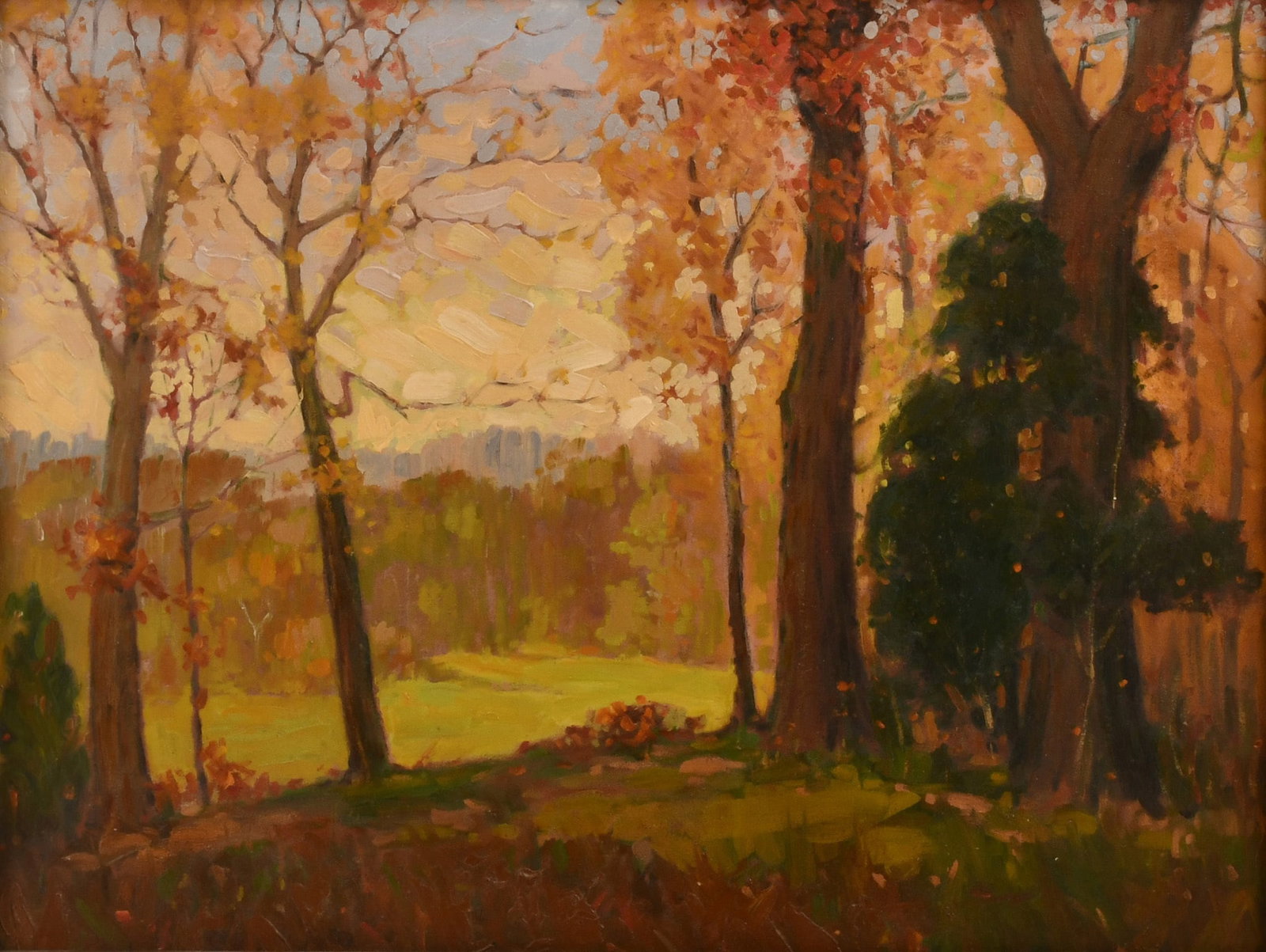 American Impressionist Autumn Landscape: American Impressionist Autumn Landscape 20th century 24 x 31 inches (canvas) 30 1/4 x 37 1/4 inches (frame) Provenance: The Estate of Steve Hohener, North Carolina