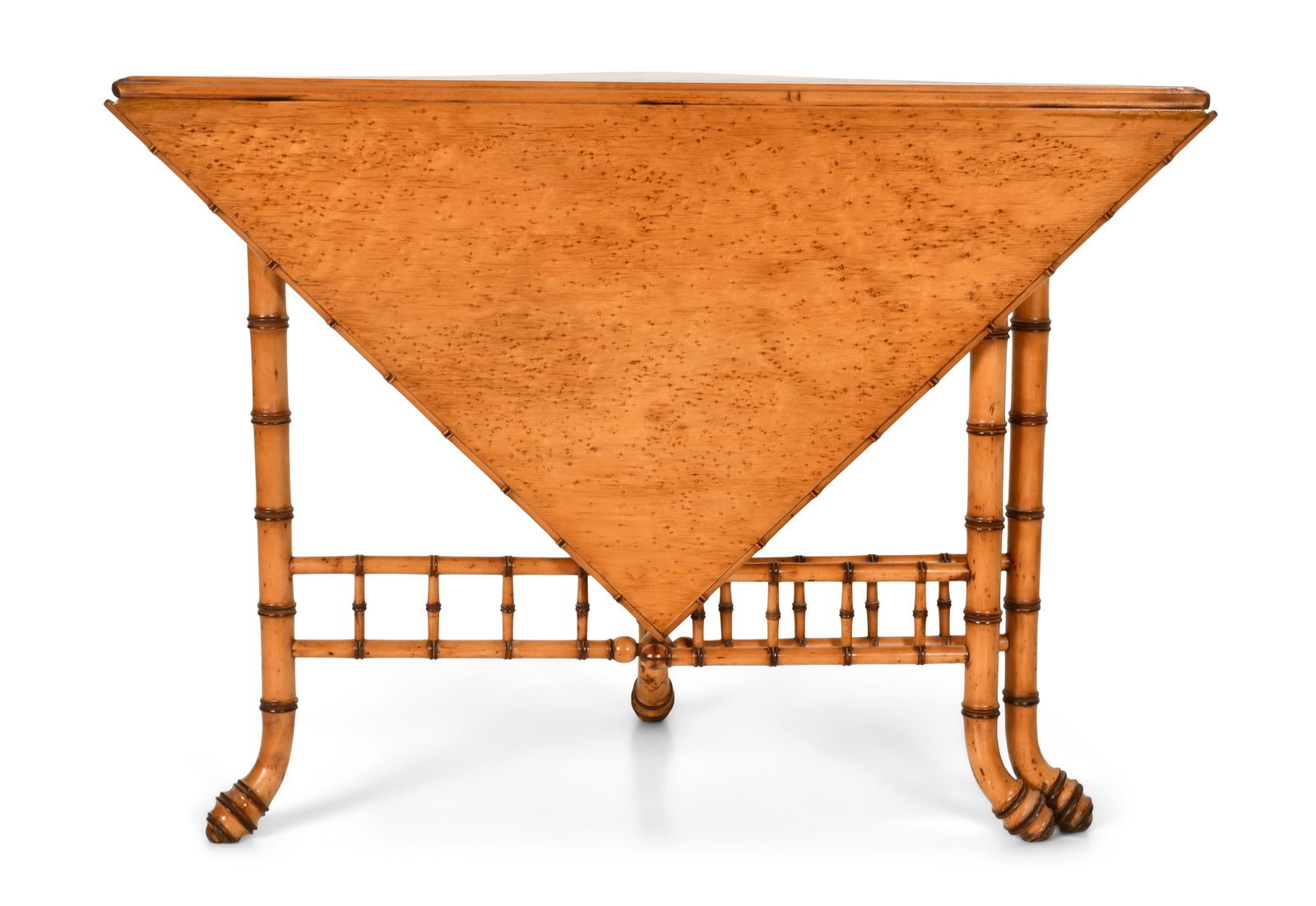 Aesthetic Movement Faux Bamboo Maple & Birdseye Maple Handkerchief Table: Aesthetic Movement Faux Bamboo Maple & Birdseye Maple Handkerchief Table circa 1880 28 x 39 inches Provenance: Private Collection, New York