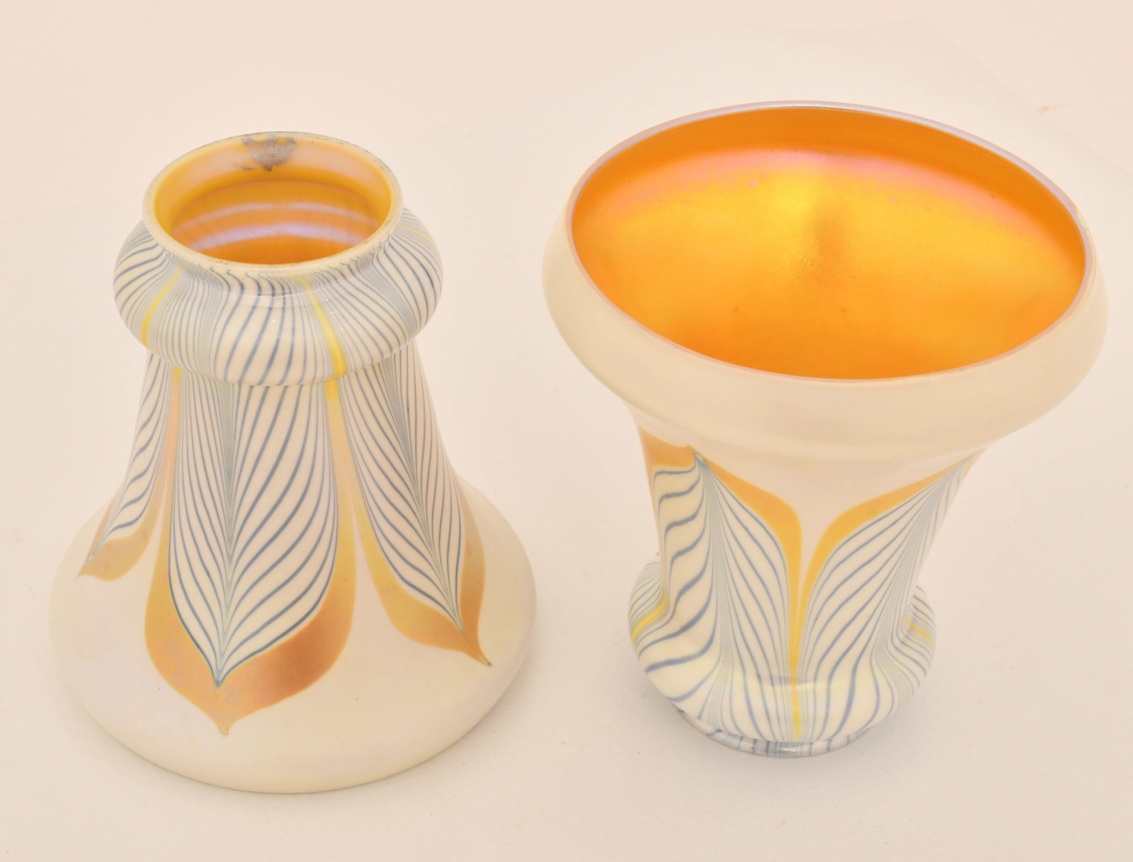 Three Steuben Glass "Pulled Feather" Shades - 2