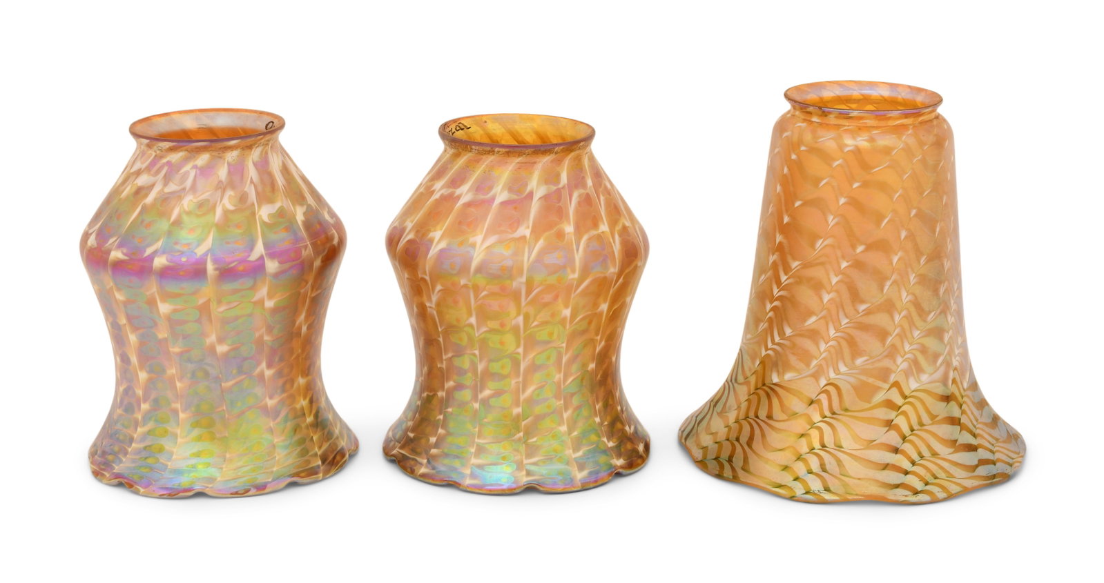 Three Quezal Art Glass Decorated Shades (1 of 4)