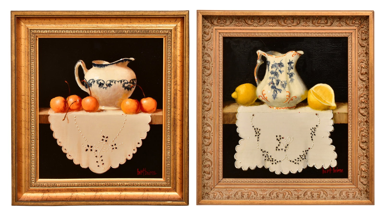 Bert Beirne (American, b. 1939), Two Still Life Paintings with Fruit and Pitchers (1 of 6)