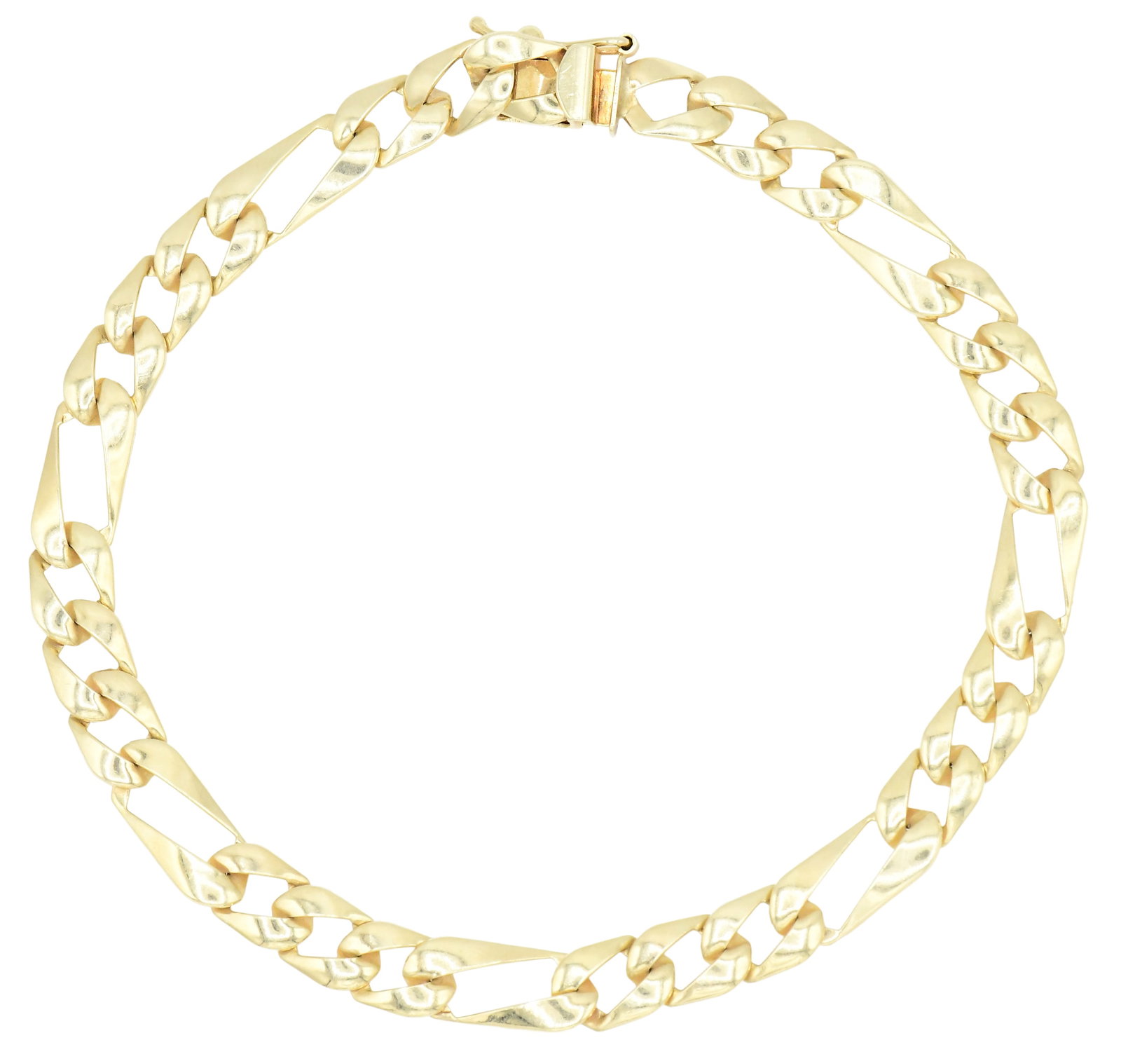 14K Yellow Gold Figaro Chain Bracelet: 14K Yellow Gold Figaro Chain Bracelet • 8 3/8 inches (length) • 4.6 dwt (total weight) Other Notes: Fontaine's Auction Gallery can arrange shipping for this item (USA only).