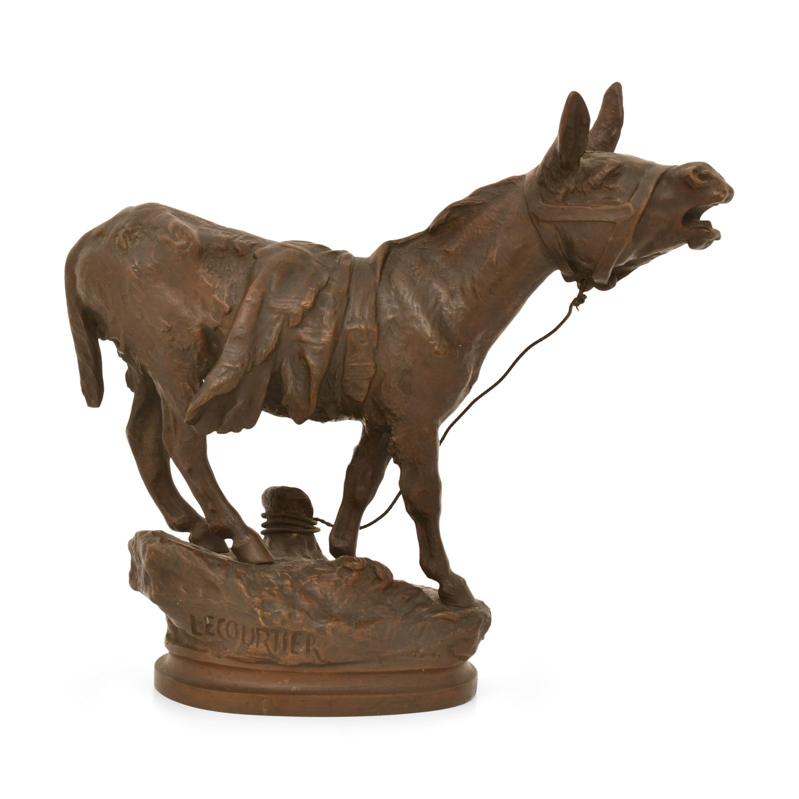 Prosper Lecourtier (French, 1851-1924), Bronze Sculpture of a Donkey: Prosper Lecourtier (French, 1851-1924) Sculpture of a Donkey patinated bronze signed "Lecourtier" 9 x 9 1/2 inches Other Notes: Fontaine's Auction Gallery can arrange shipping for this item (USA only)