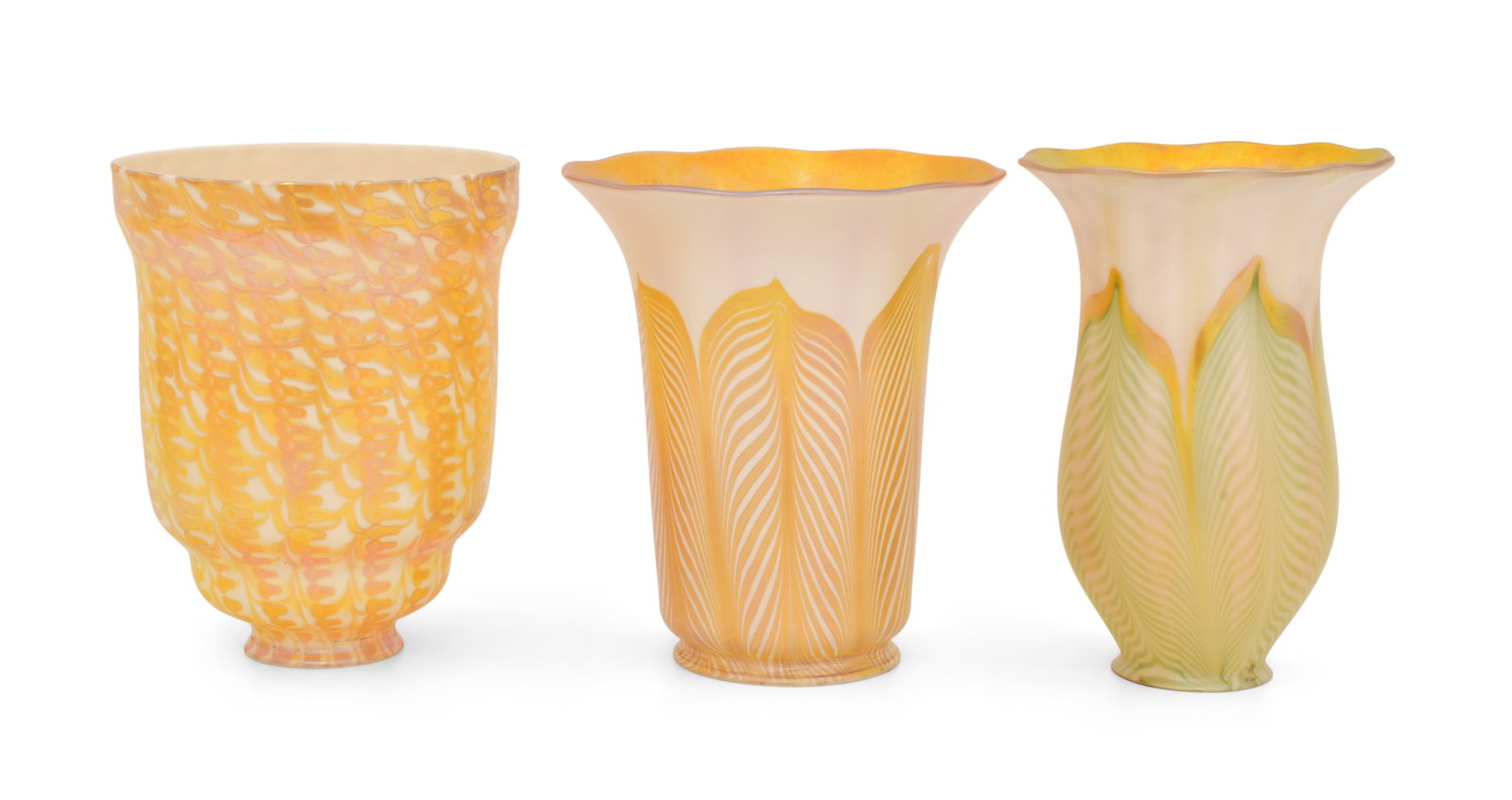 Three Quezal Art Glass Decorated Shades (1 of 5)