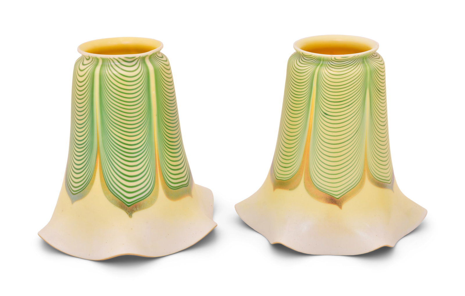 A Pair of Fostoria Art Glass "Pulled Feather" Shades (1 of 2)