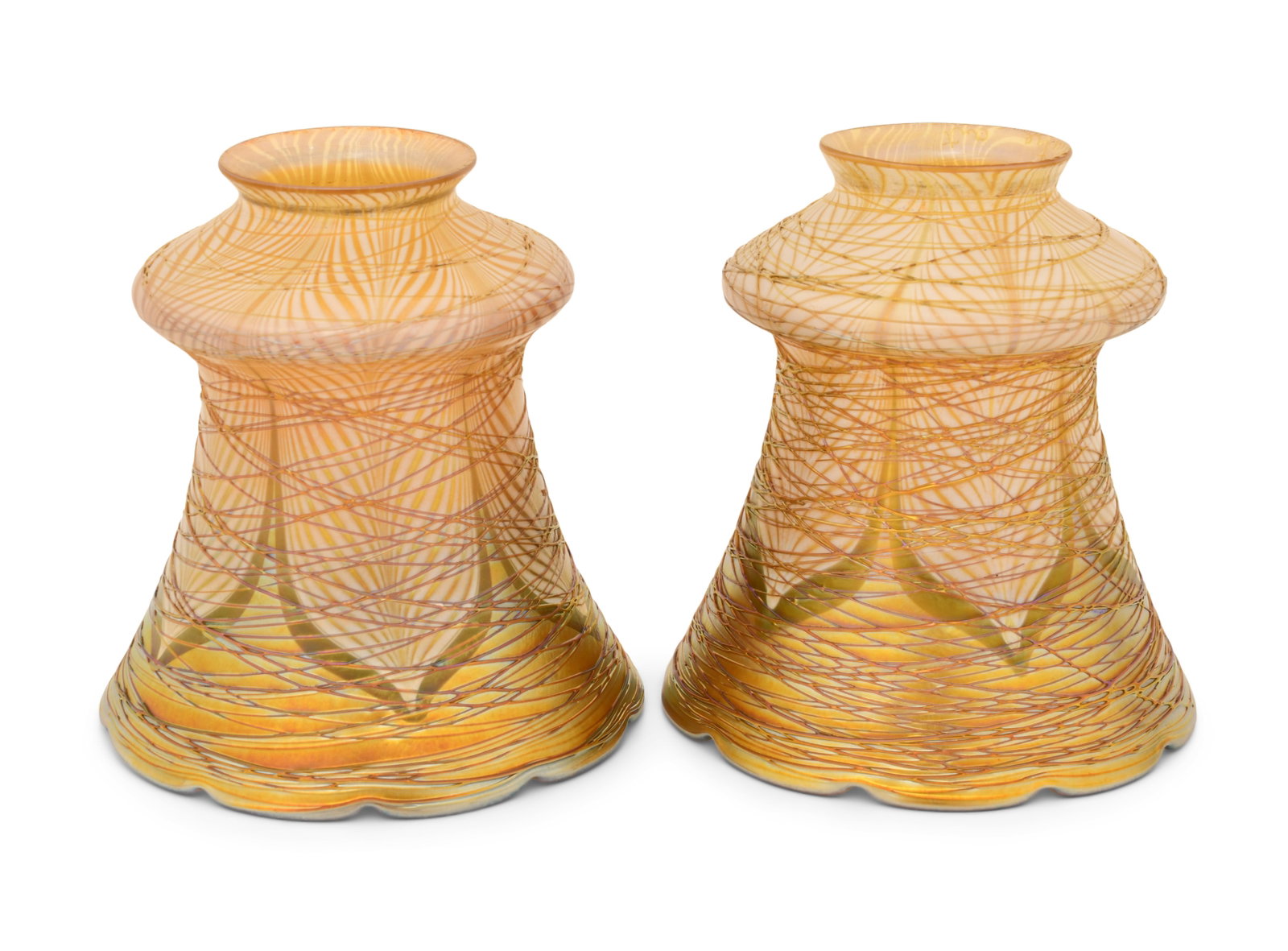 Two Lustre Art Glass Decorated Shades (1 of 3)