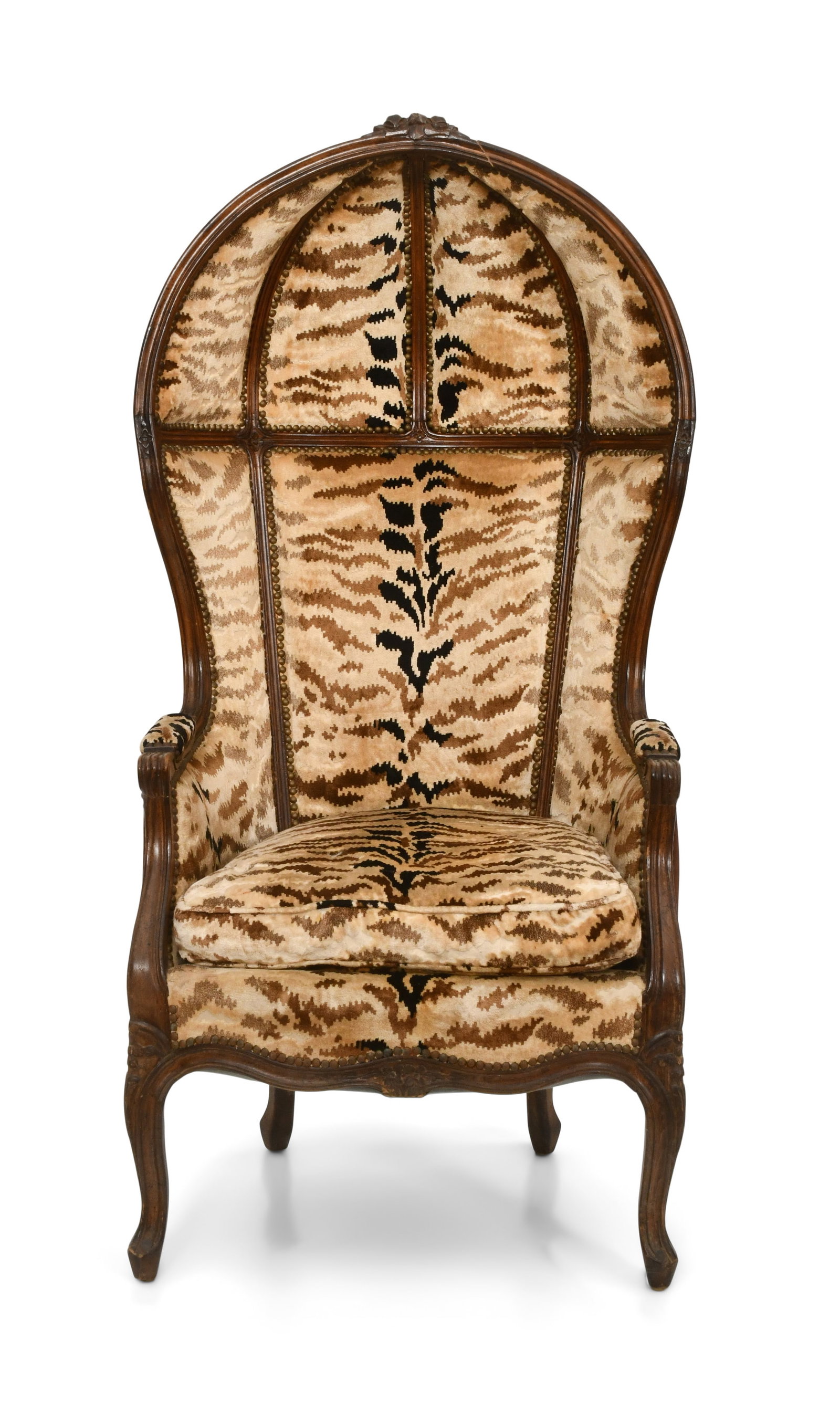 French Upholstered Throne Canopy Chair: French Upholstered Throne Canopy Chair early 20th century 56 x 27 x 24 inches Provenance: Property from a Northeast Collector