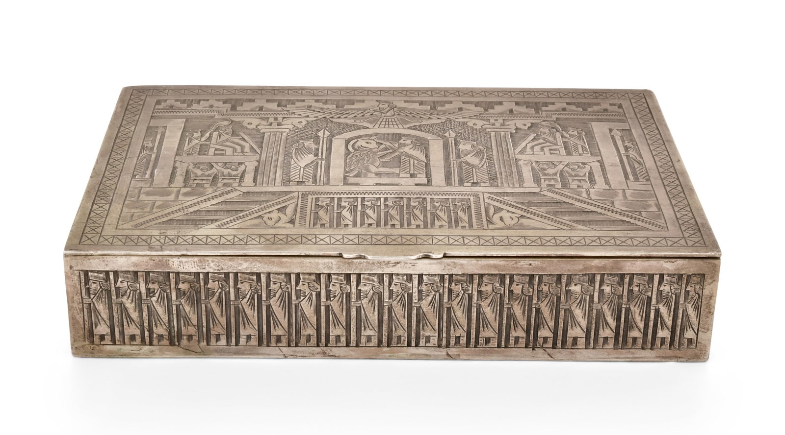 A Fine Persian Silver Box: A Fine Persian Silver Box 1 x 5 1/2 x 3 1/2 inches 11.95 ozt. Provenance: Private Collection, Massachusetts Other Notes: Fontaine's Auction Gallery can arrange shipping for this item (USA only).