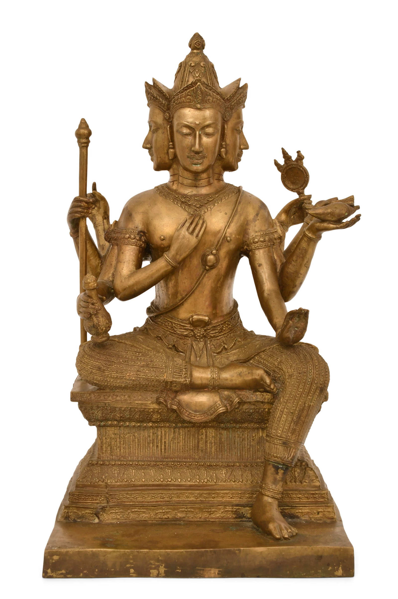 Asian Brass Four-Faced Buddha Figure (1 of 7)