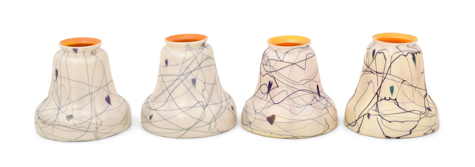 Steuben Glass, Two Pairs of "Hearts and Vines" Shades (1 of 2)