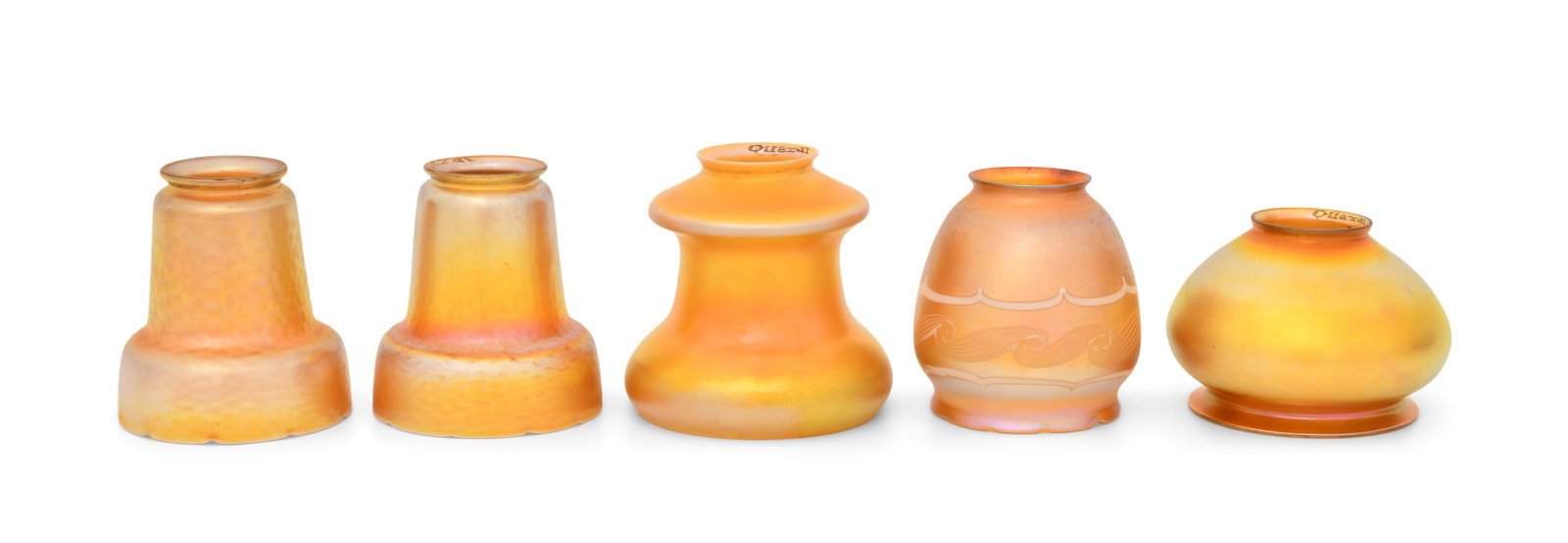 Five Quezal Art Glass Shades (1 of 4)