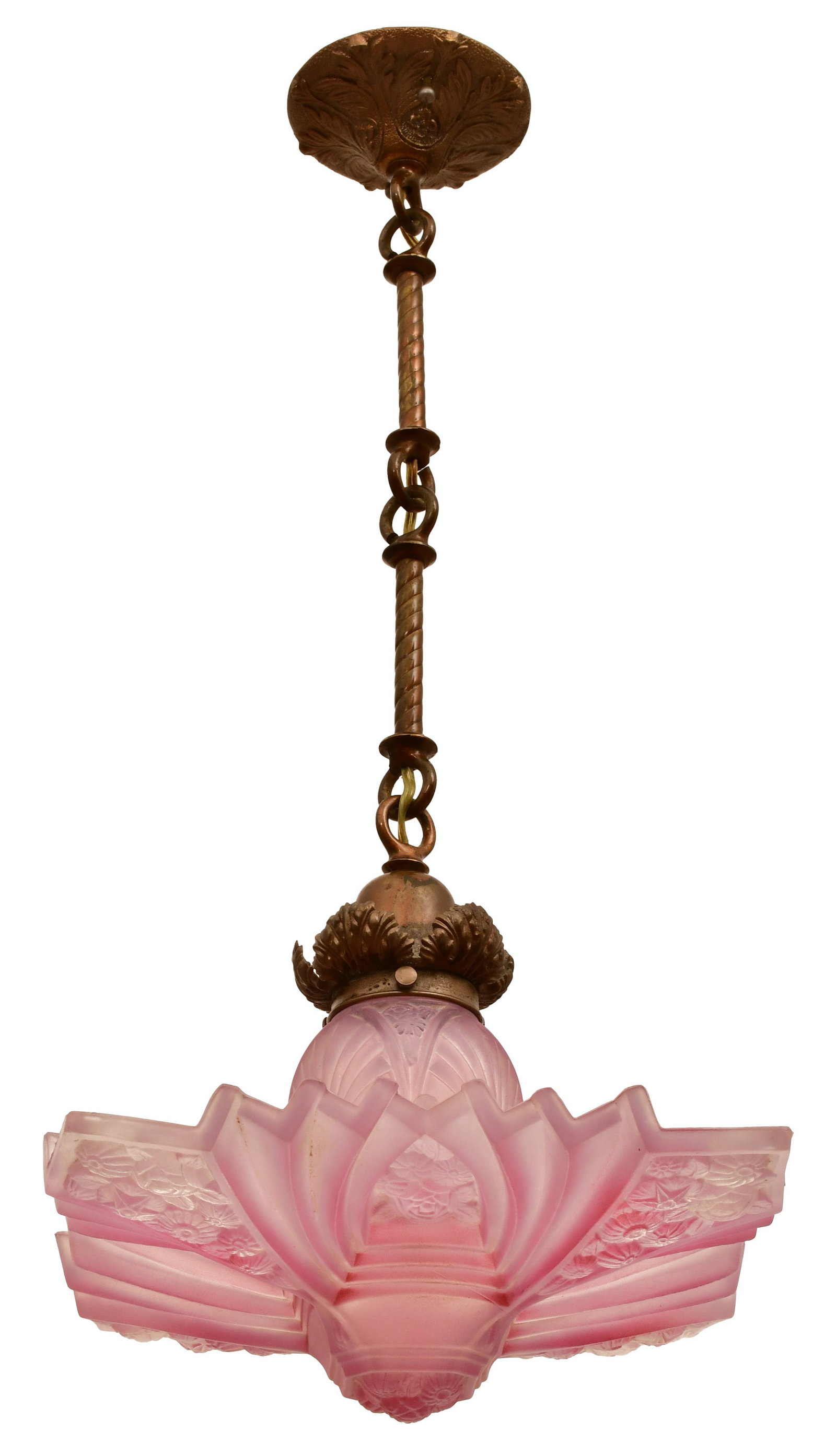 American Gilt Metal & Glass Ceiling Light (1 of 11)