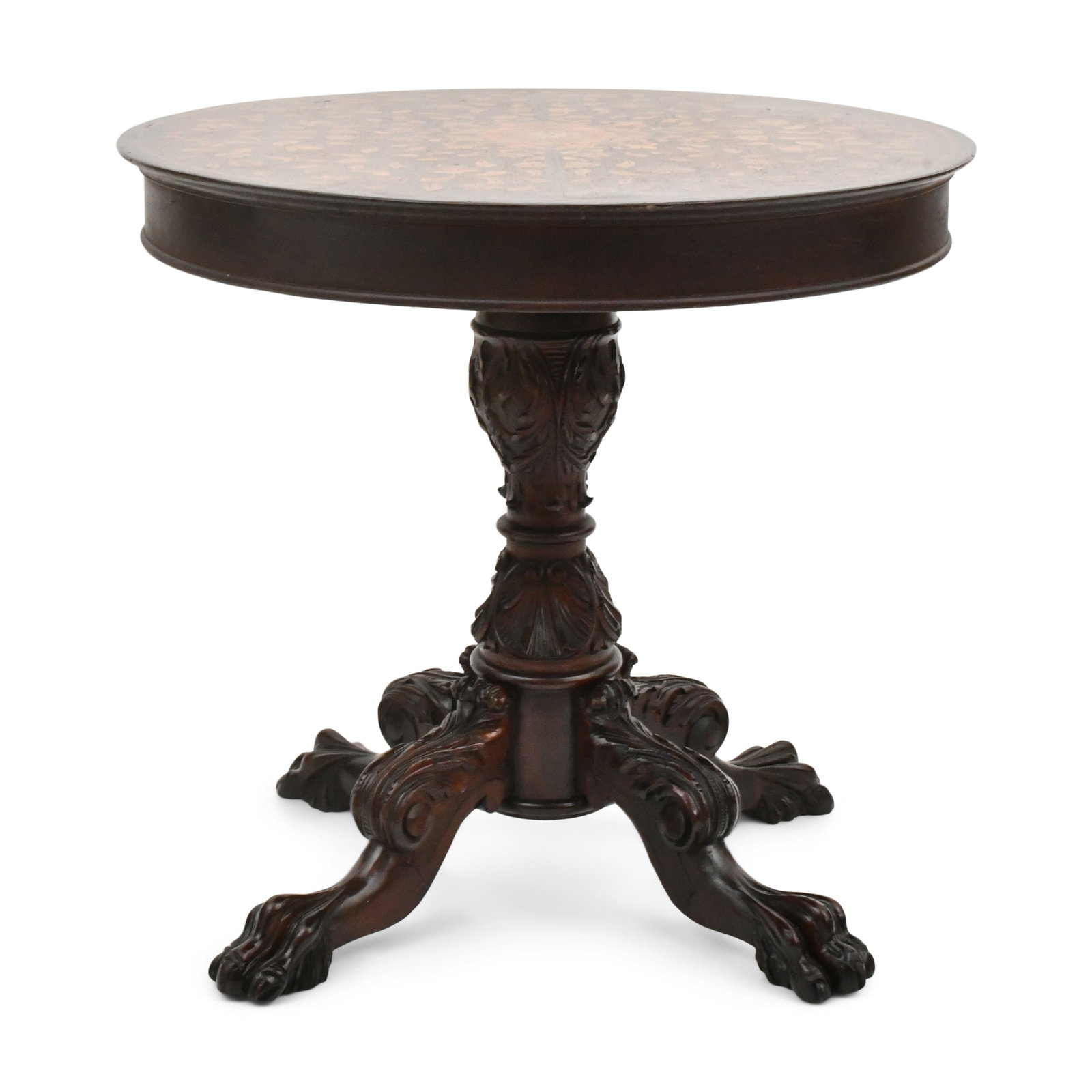 19th Century Marquetry Inlaid Round Table (1 of 6)