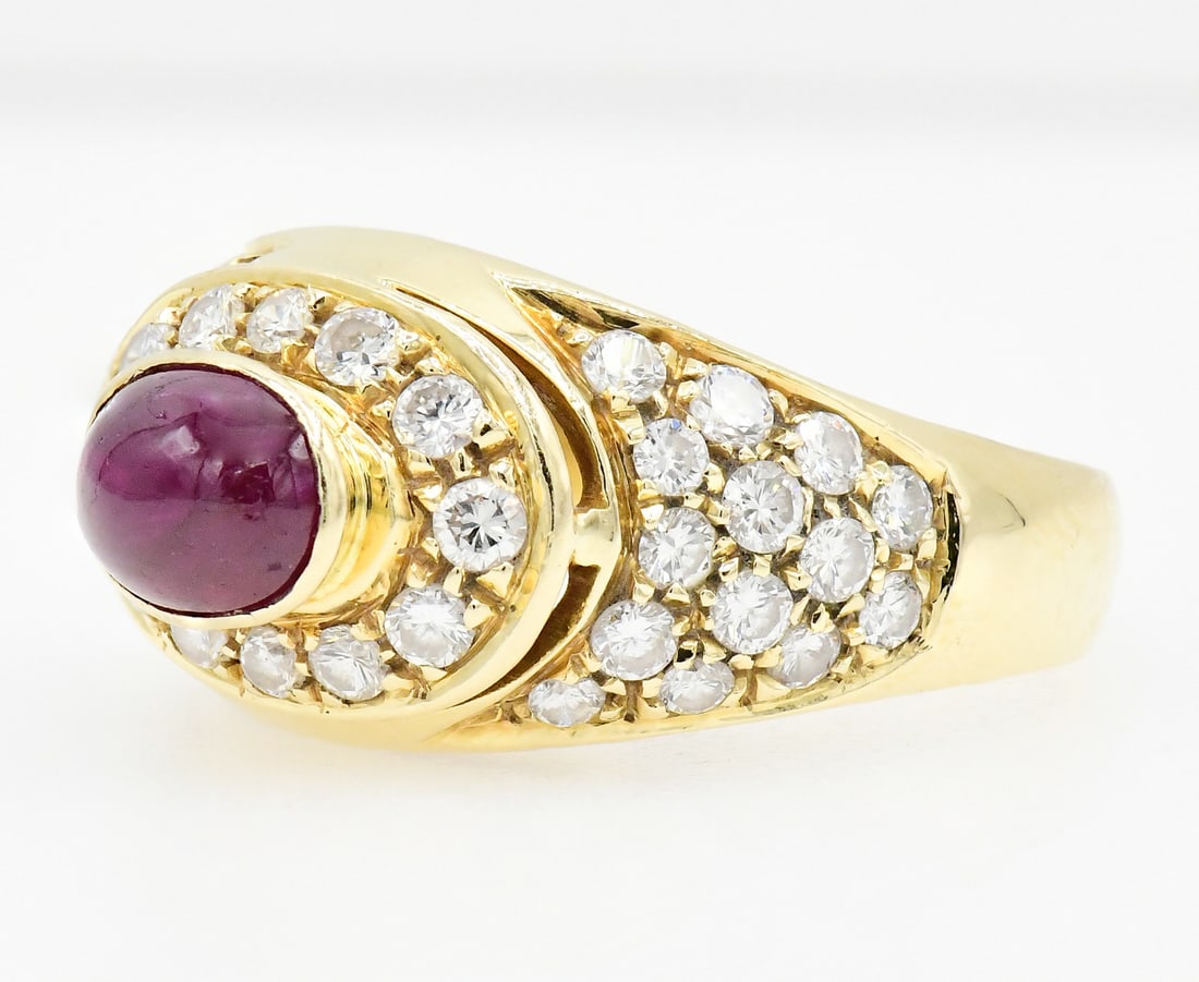 18K Yellow Gold, Ruby & Diamond Ring - 3