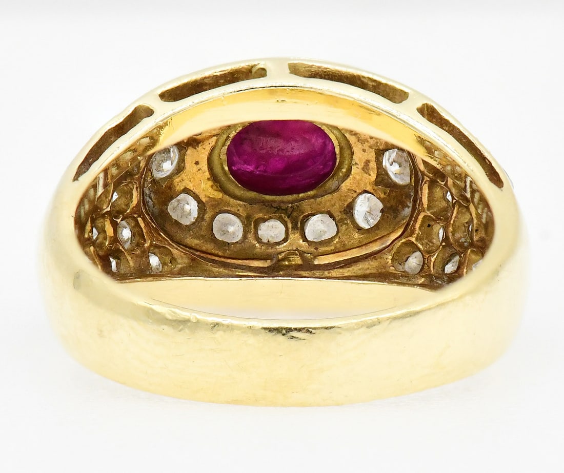 18K Yellow Gold, Ruby & Diamond Ring - 5
