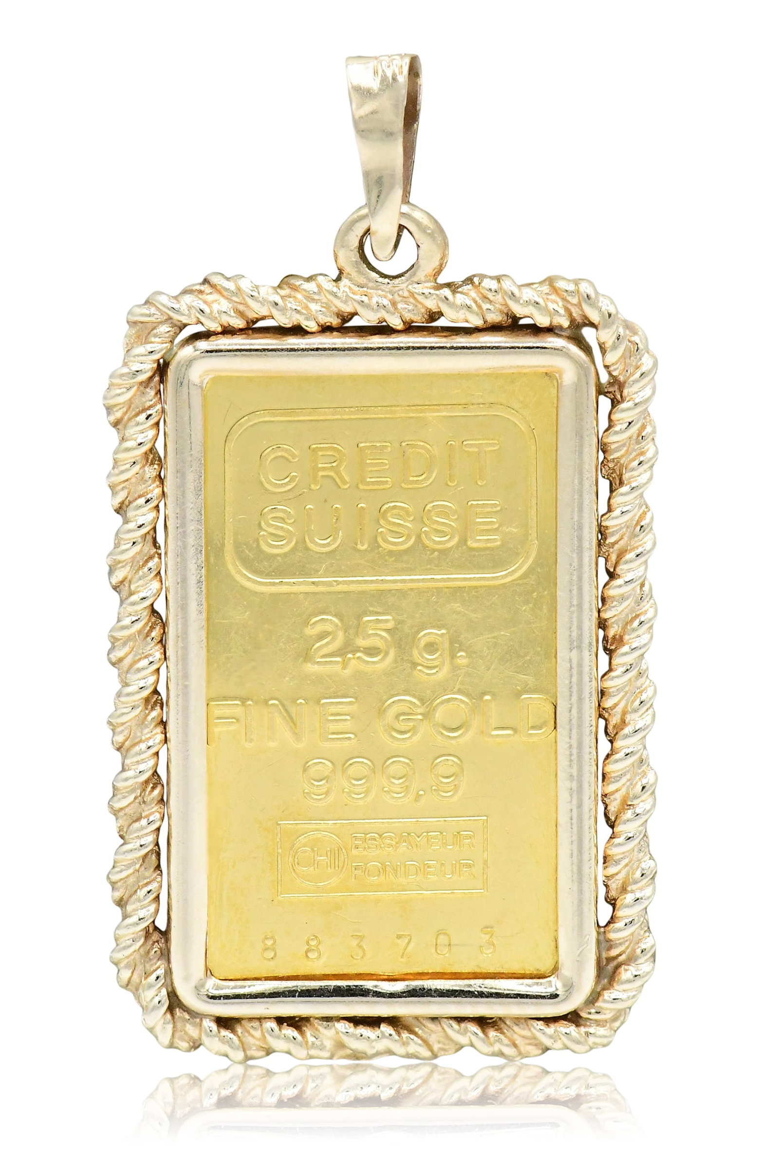 Credit Suisse 24K Yellow Gold Bar In 14K Yellow Gold Setting (1 of 2)
