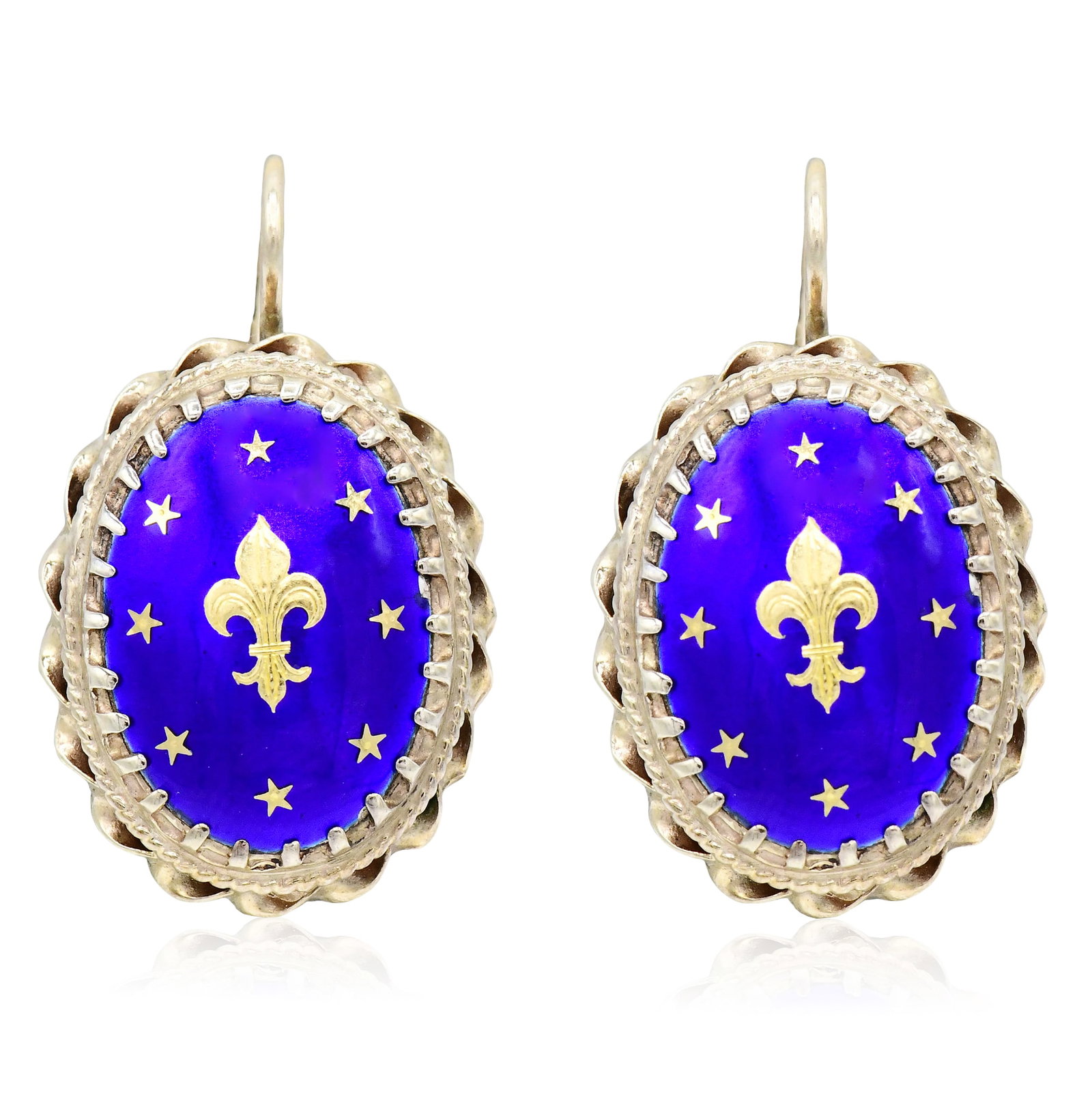 S. Gamliel 14K Yellow Gold & Enamel Earrings: S. Gamliel 14K Yellow Gold & Enamel Earrings • 1 1/8 inches (length) • 4.6 dwt (total weight) Provenance: Important Private Collection, Massachusetts Other Notes: Fontaine's Auction
