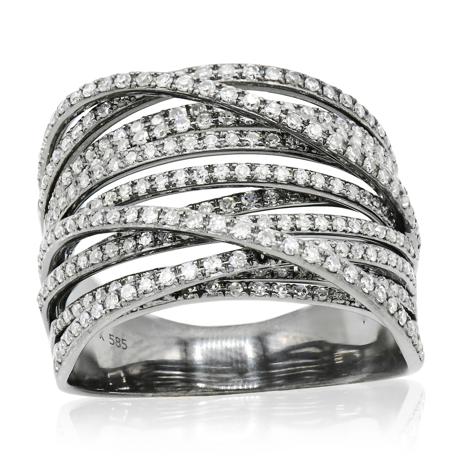 14K Black Gold & Diamond Multi Band Ring (1 of 5)