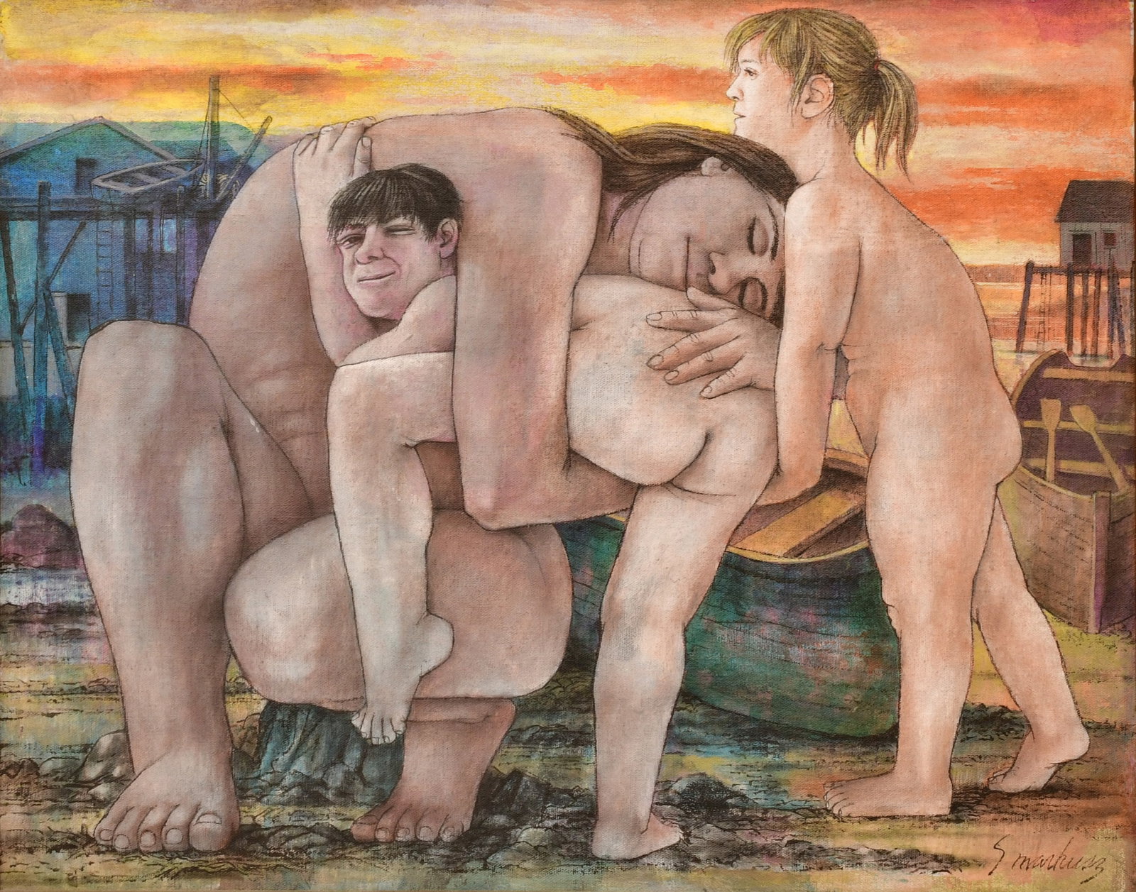 Vincent Smarkusz (American, 1919-1974), Nude Scene: Vincent Smarkusz (American, 1919-1974) Nude Scene oil on board signed "V. Smarkusz" (lower right) 19 x 24 inches (board) 23 1/2 x 28 1/2 inches (frame) Provenance: Important Private Collection,