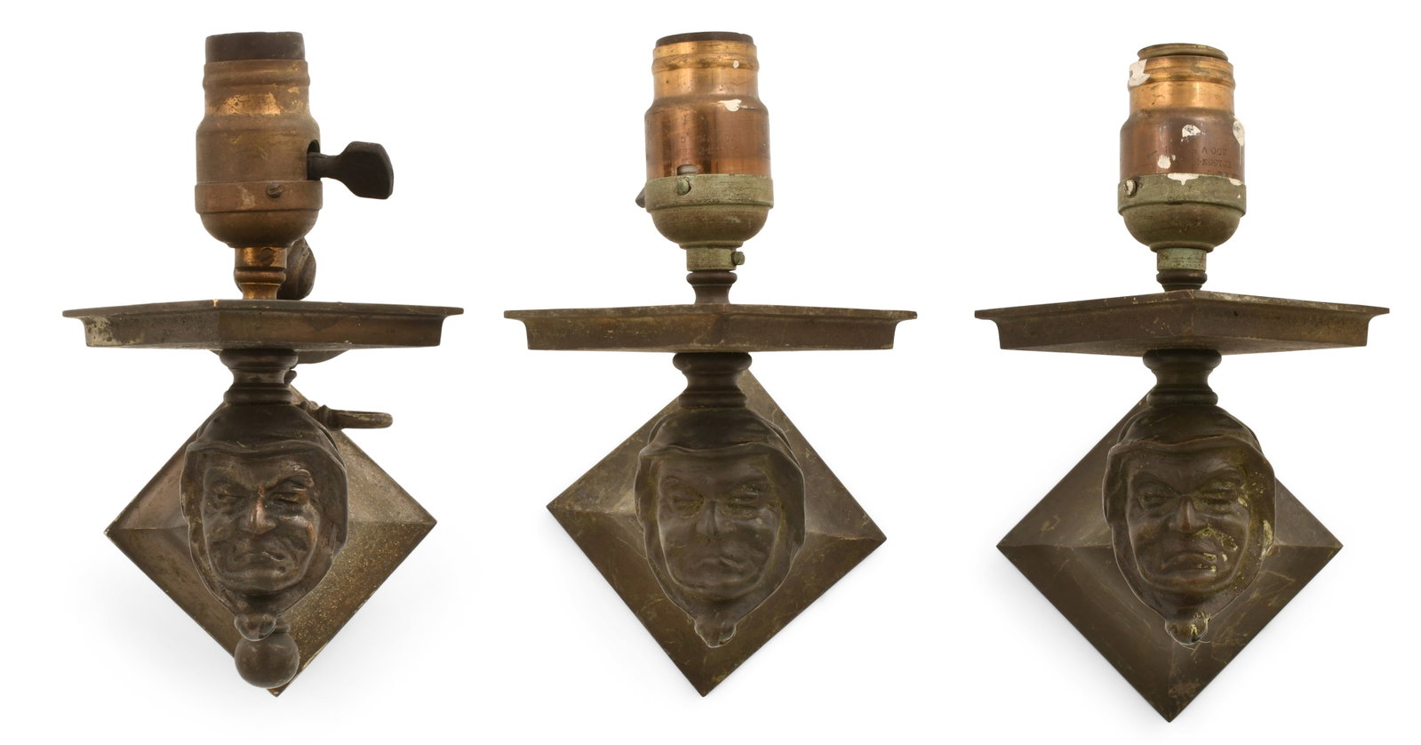 Set of Three American Arts & Crafts Monk Sconces: Set of Three American Arts & Crafts Monk Sconces early 20th century 9 x 9 x 5 1/2 inches Provenance: Private Collection, Connecticut Other Notes: Fontaine's Auction Gallery can arrange shipping for th