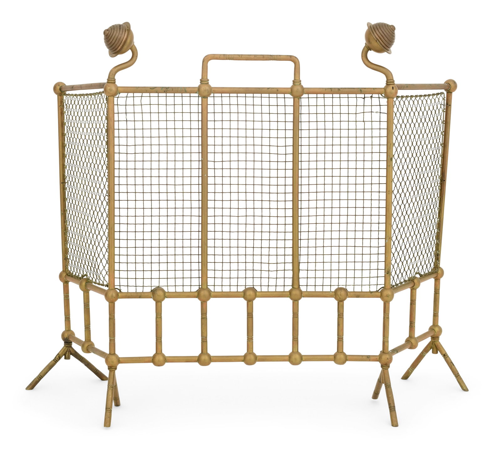 Aesthetic Movement Brass Fireplace Screen: Aesthetic Movement Brass Fireplace Screen circa 1885 22 1/2 x 28 x 11 inches