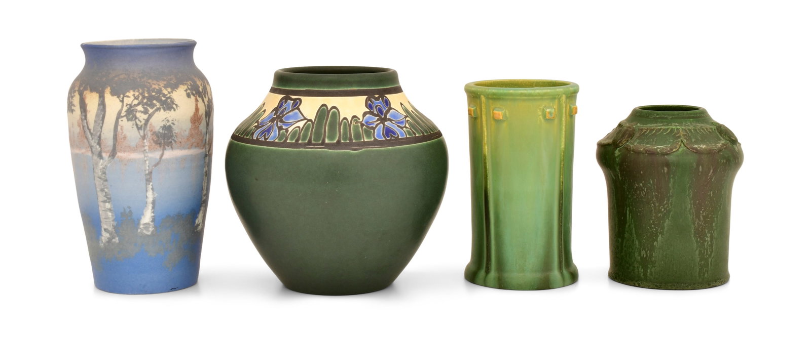 Group of Five Door Pottery Vases: Group of Five Door Pottery Vases each marked to the underside 7 1/2 x 4 1/2 inches (taller) Provenance: Private Collection, Connecticut