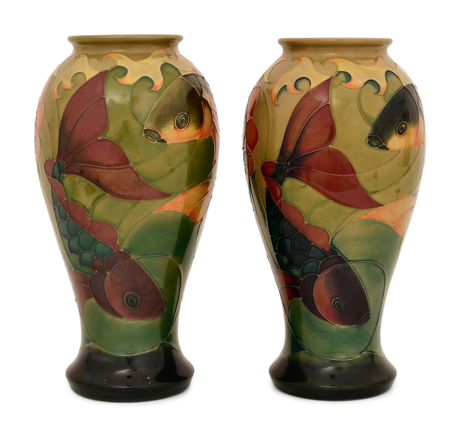 A Pair of Moorcroft Pottery "Carp" Vases (1 of 6)