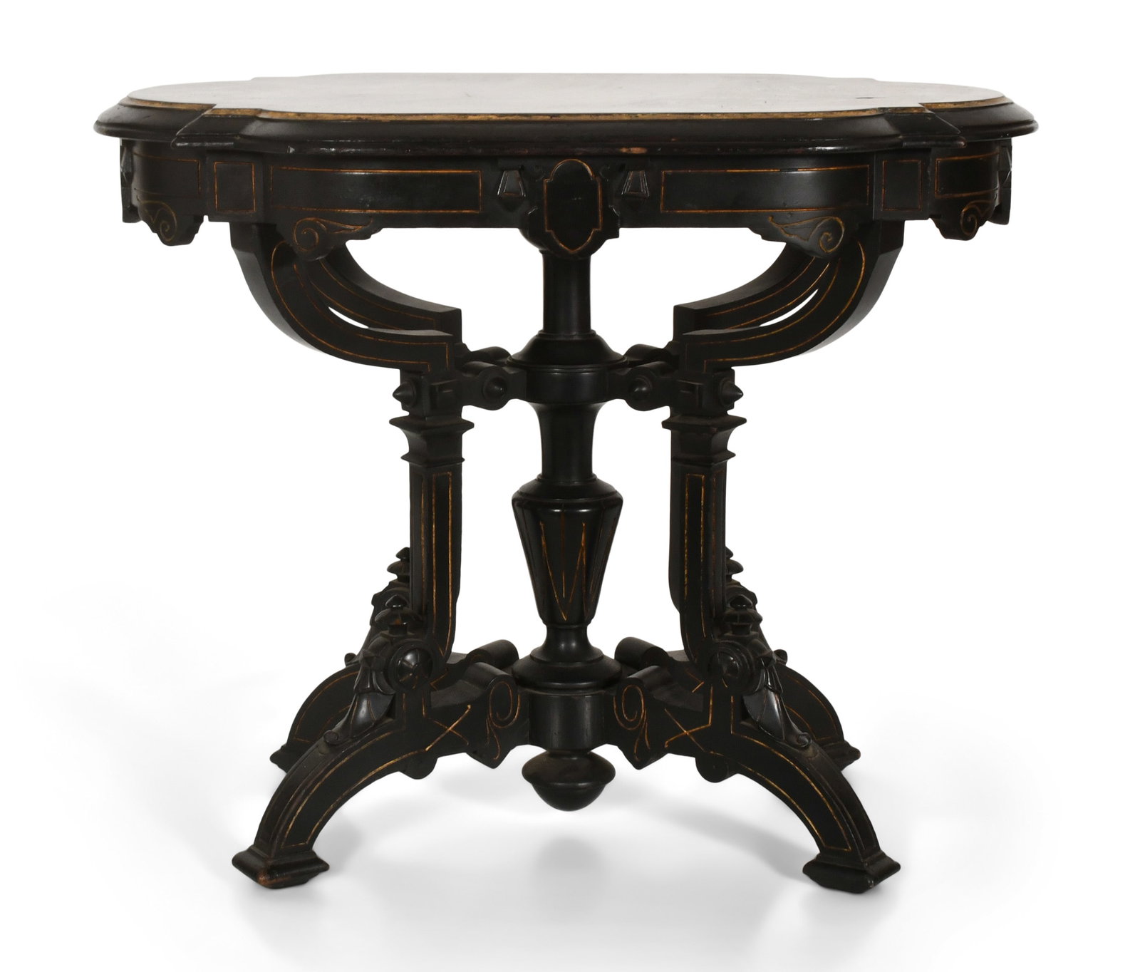 Renaissance Revival Gilt-Incised, Ebonized & Inlaid Table (1 of 8)