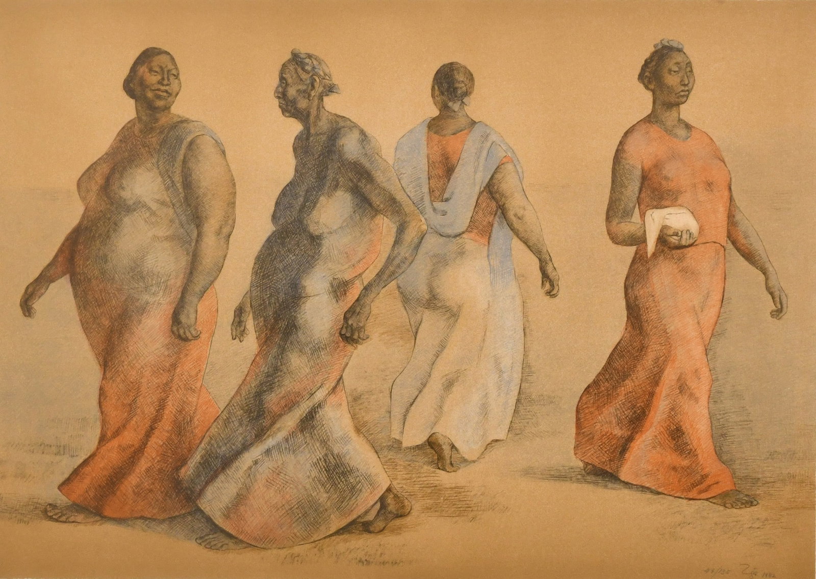 Francisco Zuniga (Mexican, 1912-1998), "Mujeres Caminando" (1 of 4)