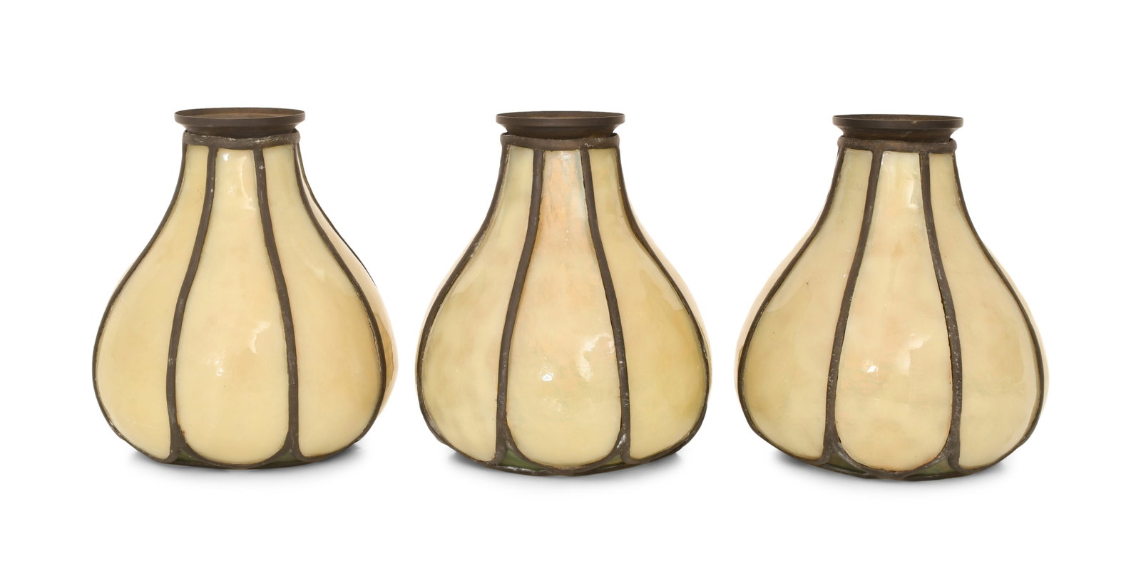 Set of Three American Leaded Glass Shades (1 of 4)