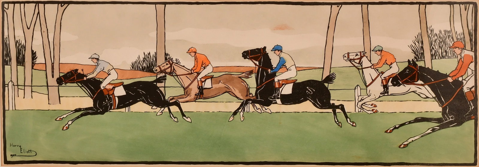 Harry Eliott (Charles Edmond Hermet), (French, 1882-1959), Polo Match (1 of 4)