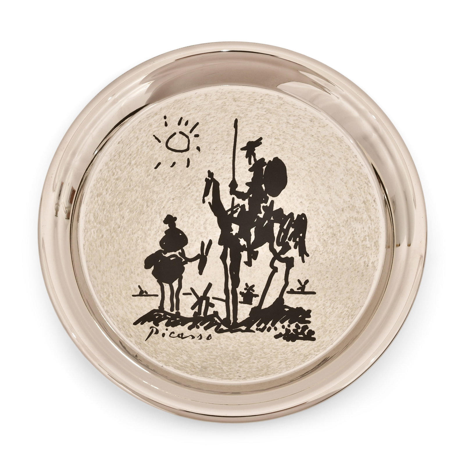 After Pablo Picasso / George Washington Mint "Don Quixote de la Mancha" Sterling Silver Plate,: After Pablo Picasso / George Washington Mint "Don Quixote de la Mancha" Sterling Silver Plate, Limited Edition 8 in. diameter Other Notes: Fontaine's Auction Gallery can arrange shipping for this