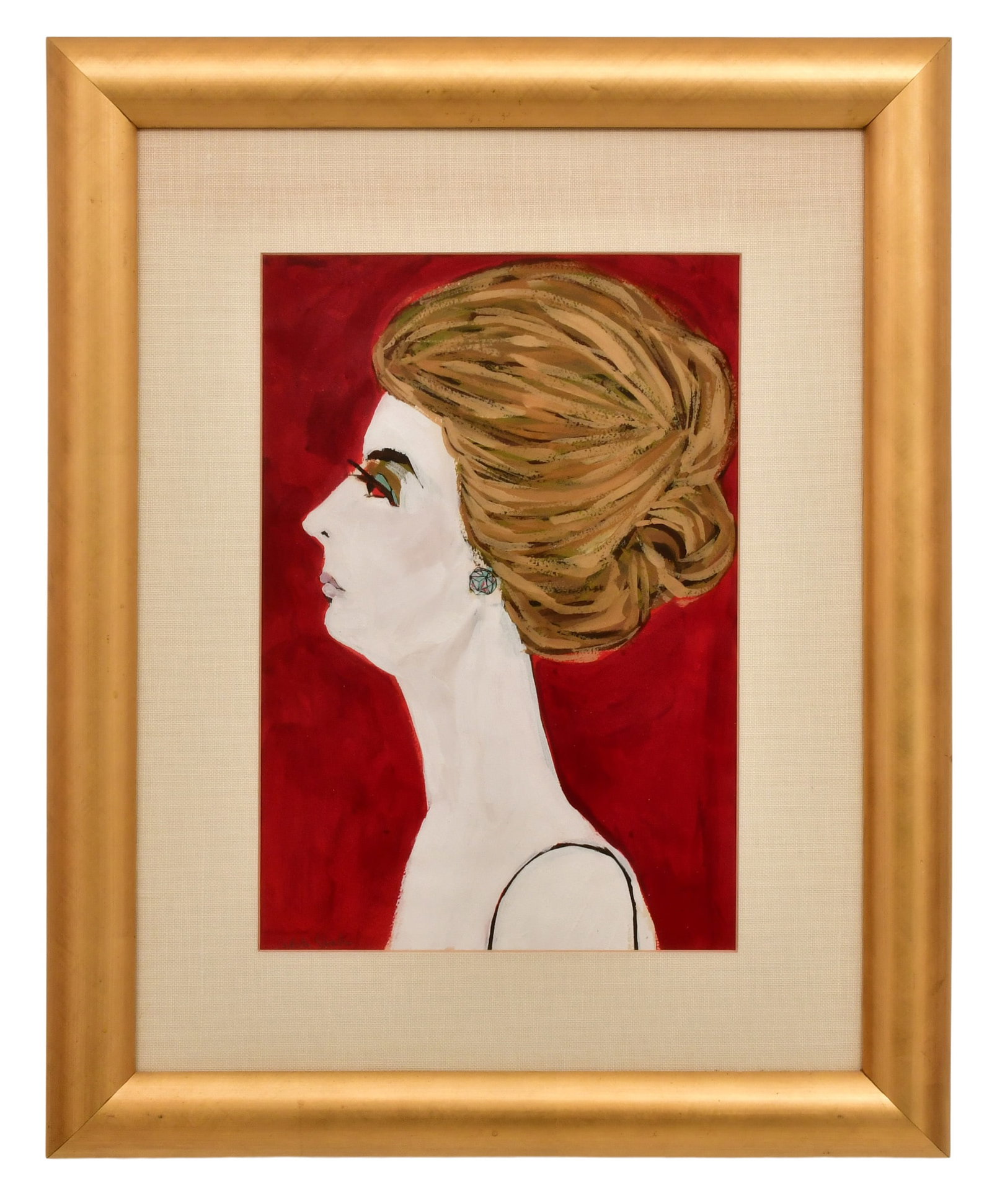 Judith Shahn (American, 1929-2009), Portrait of a Woman: Judith Shahn (American, 1929-2009) Portrait of a Woman gouache on paper signed "Judith Shahn" (lower left) 15 1/2 x 10 1/2 inches (sight) 25 x 20 1/2 inches (frame) Provenance: Important Private