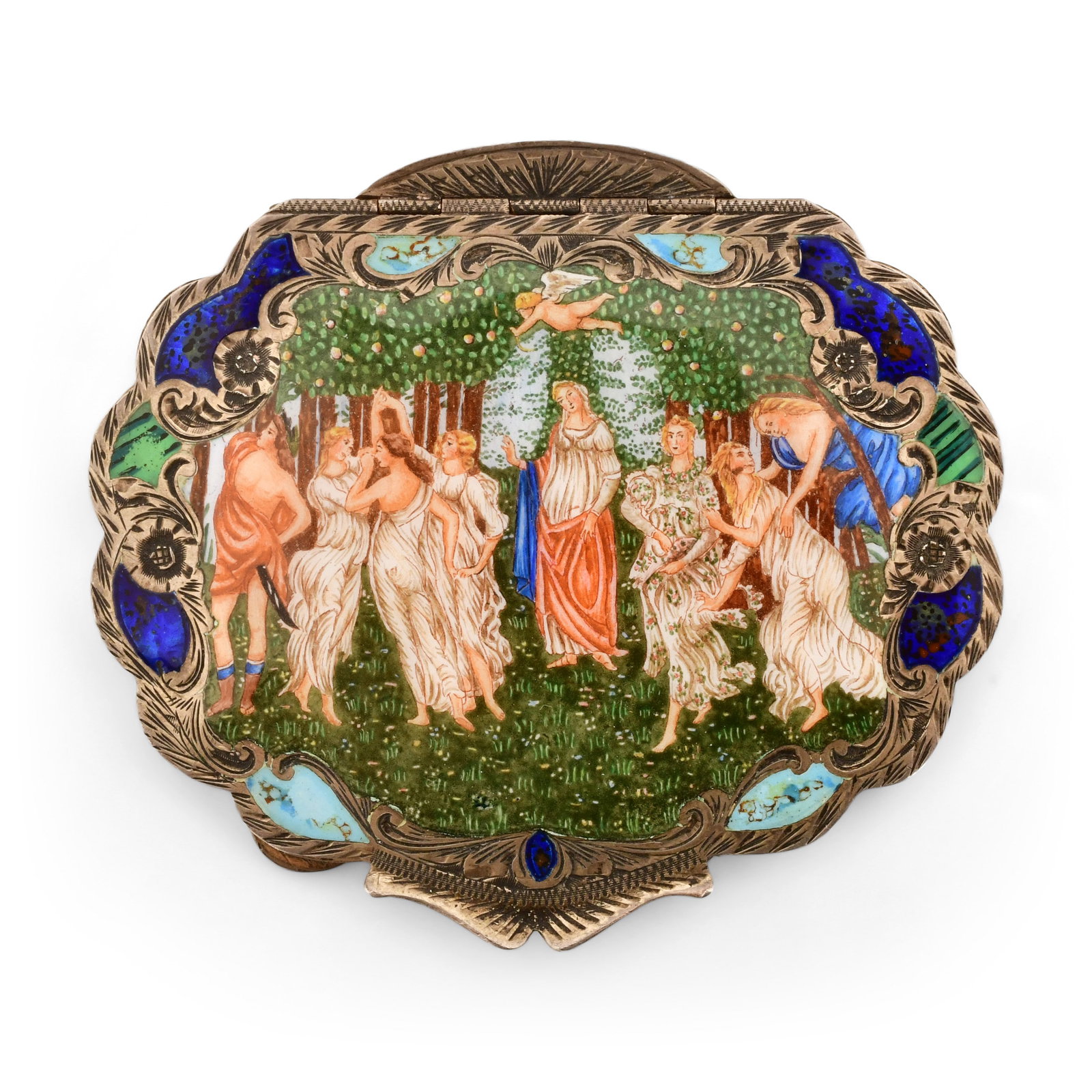 Italian 800 Silver & Enamel Compact (1 of 5)