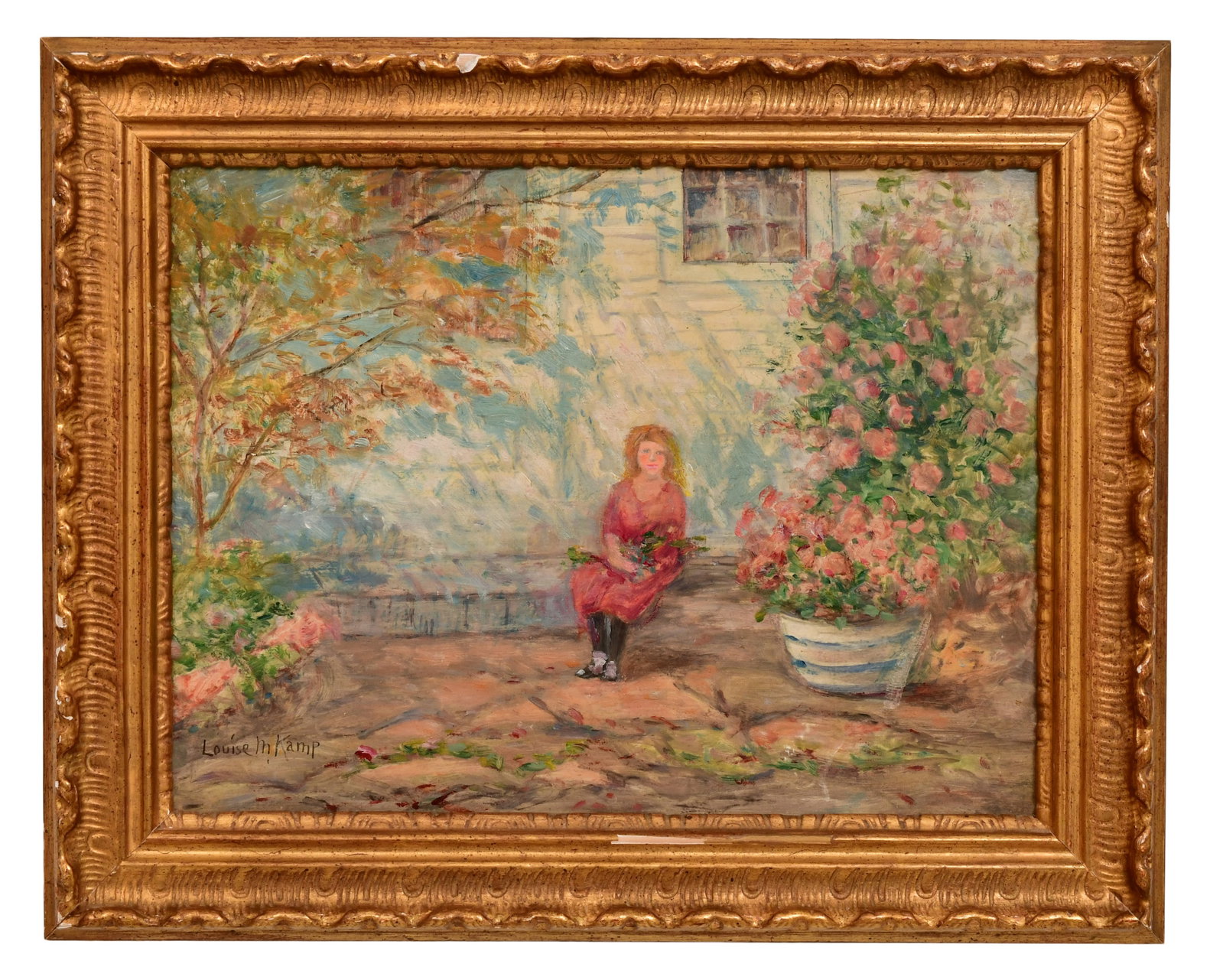 Louise Mary Wahl Kamp (American, 1867-1959), Seated Woman Amongst Flowers (1 of 3)