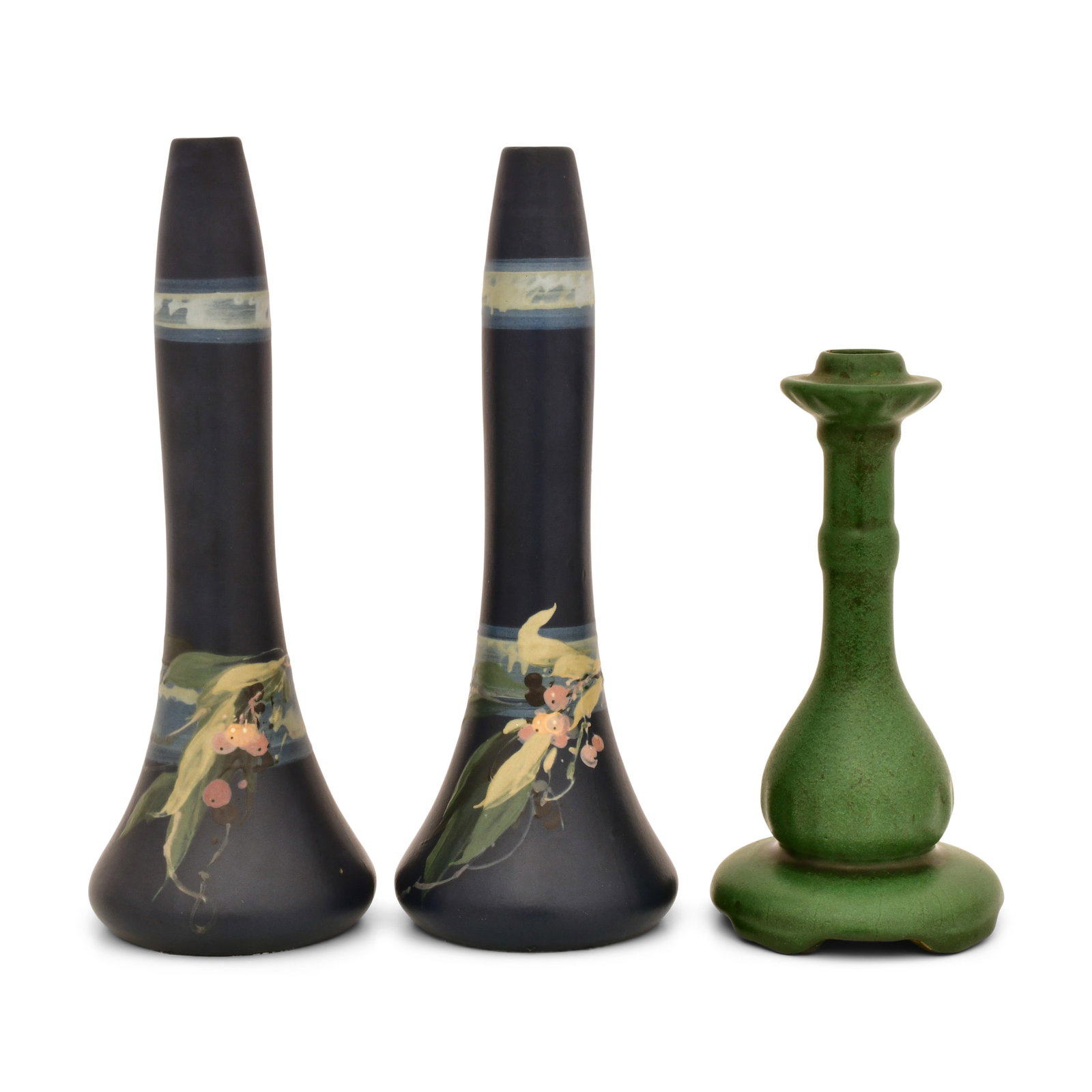Weller Pottery, A Pair of Bud Vases and a Candlestick (1 of 1)