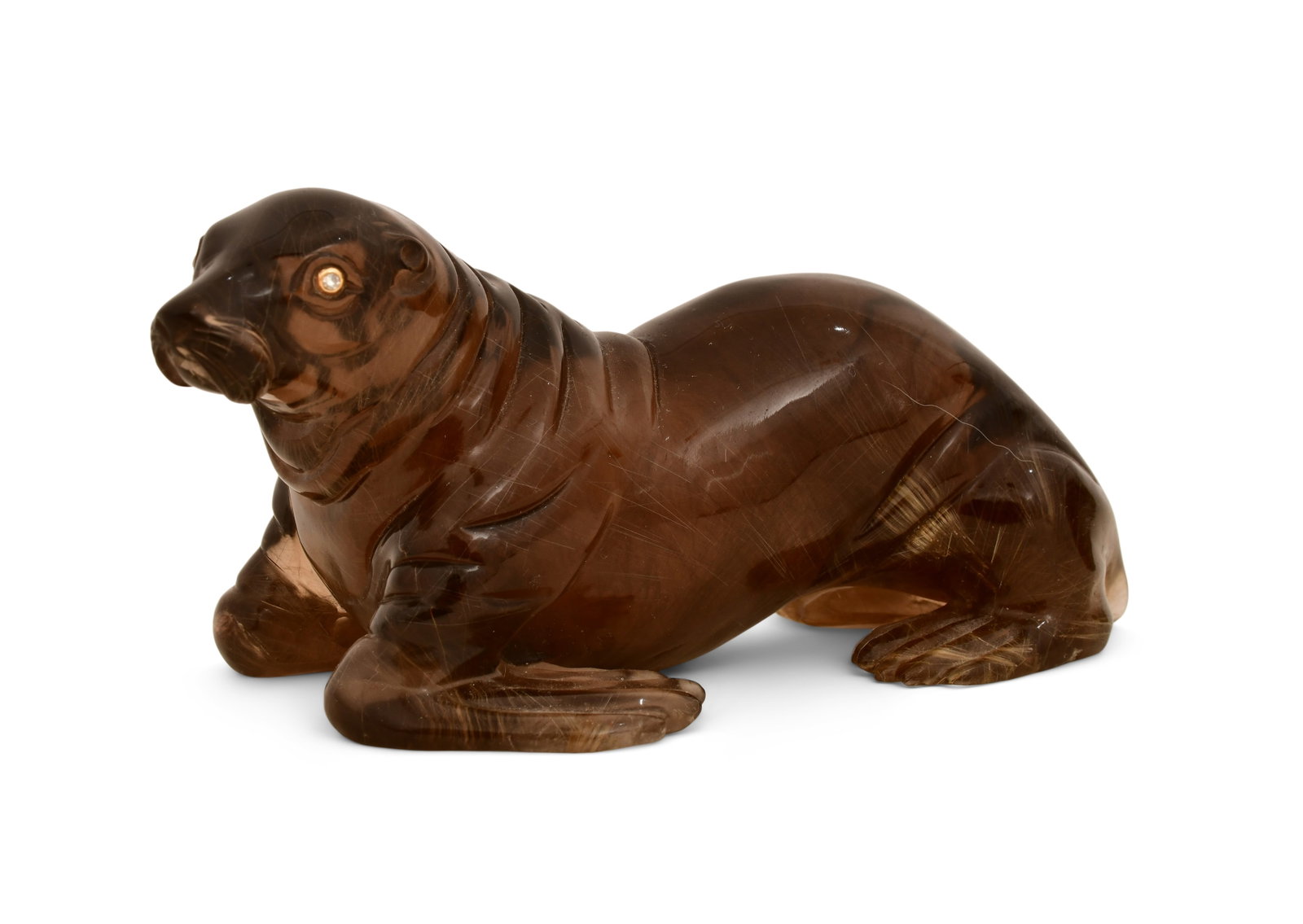 Rutile Quartz Figure of a Seal with Diamond Eyes (1 of 8)