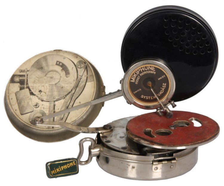 小型蓄音機【MIKIPHONE】ミキフォン／ポータブル蓄音機／現状品 ○ MIKIPHONE POCKET PHONOGRAPH ミキフォン 小型蓄音機