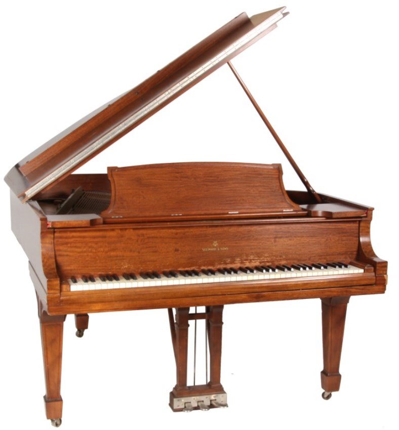 Steinway & Sons Mahogany Grand Piano: Steinway & Sons Mahogany Grand Piano. Mahogany case in original finish, serial number 227366 (1931) . Measures 69 in. long (5 ft. 9 in.), has seams and a varnish coat on the soundboard, and one of the