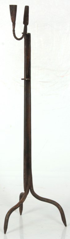 Wrought Iron Floor Standing Adjustable Rushlight: Wrought Iron Floor Standing Adjustable Rushlight. Measures 31 in. to 45 in. high